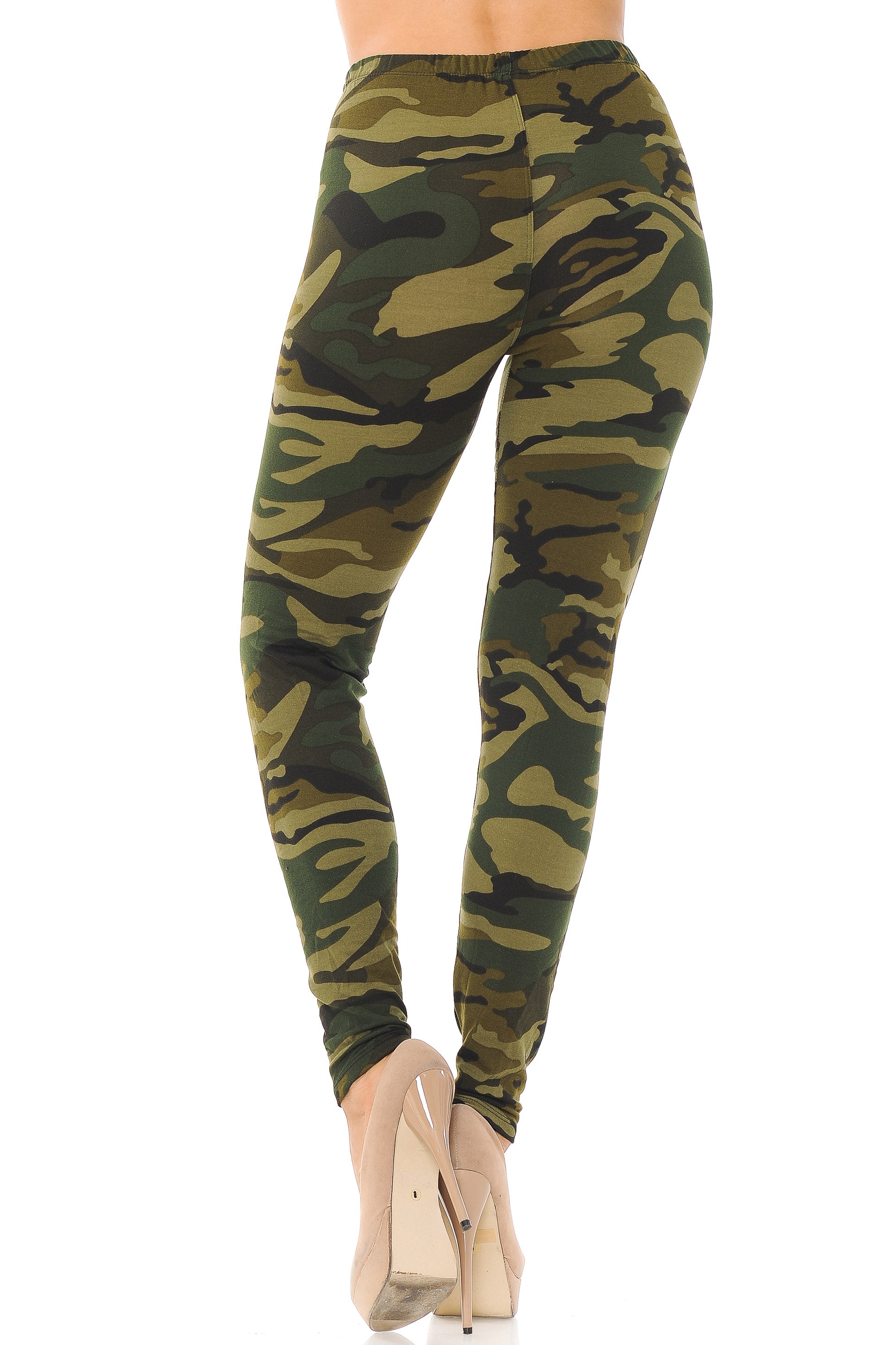 Buttery Soft Green Camouflage Leggings - EEVEE (One Size Regular,Green)