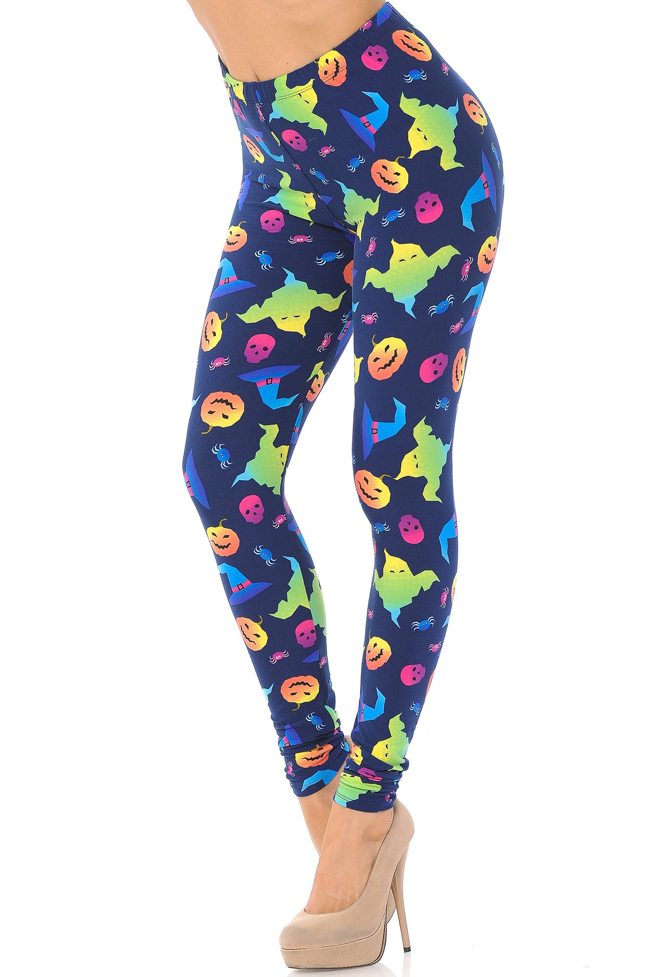 Buttery Soft Ghostbusters Ghosts Halloween Leggings (One Size Regular,Multi Color Bold)