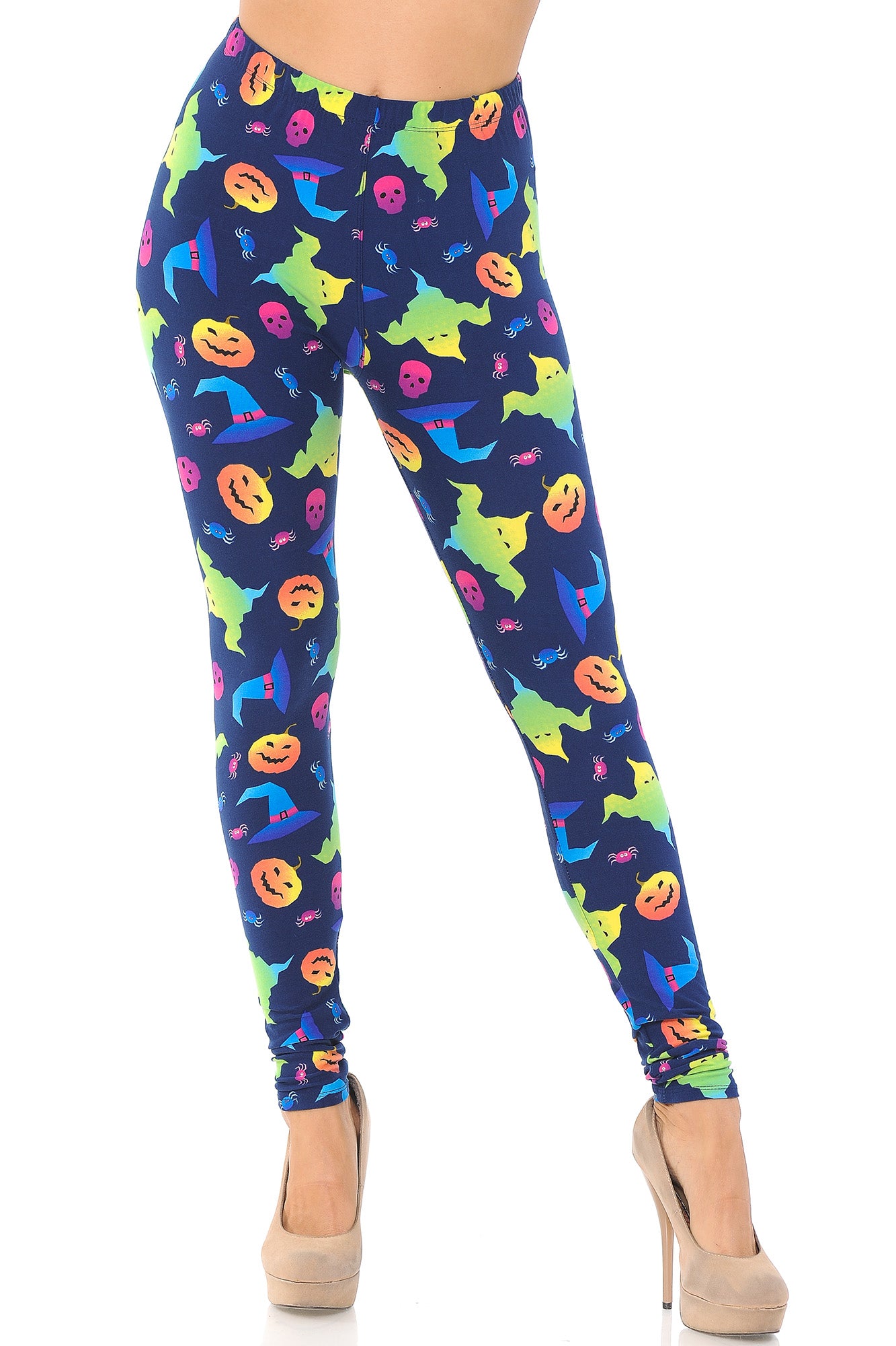 Buttery Soft Ghostbusters Ghosts Halloween Leggings (One Size Regular,Multi Color Bold)