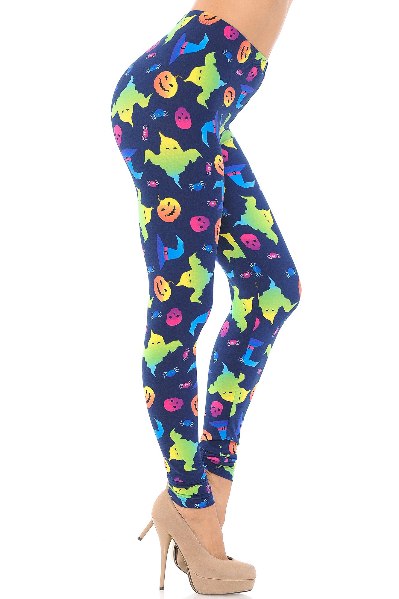 Buttery Soft Ghostbusters Ghosts Halloween Leggings (One Size Regular,Multi Color Bold)