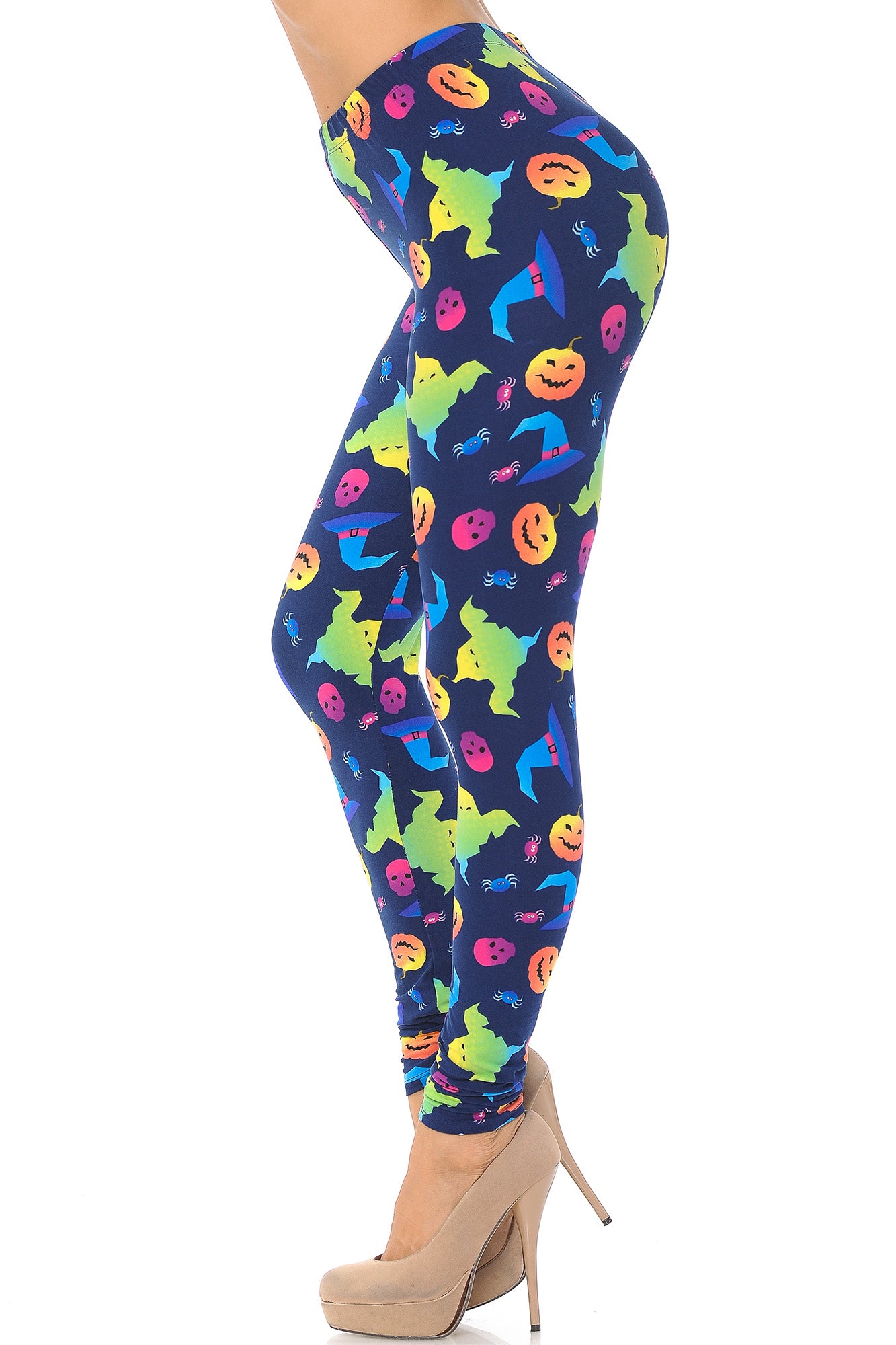Buttery Soft Ghostbusters Ghosts Halloween Leggings (One Size Regular,Multi Color Bold)