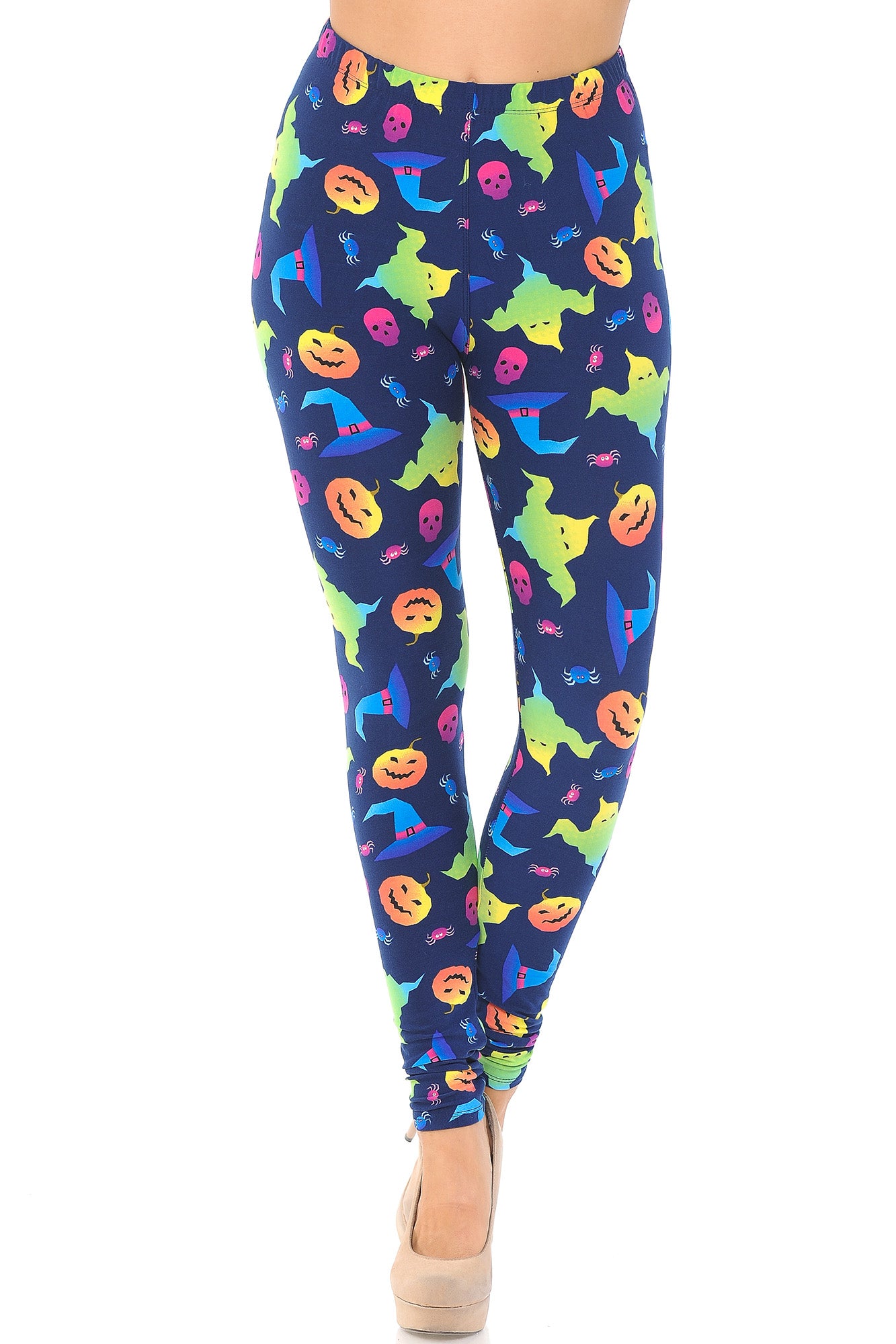 Buttery Soft Ghostbusters Ghosts Halloween Leggings (One Size Regular,Multi Color Bold)