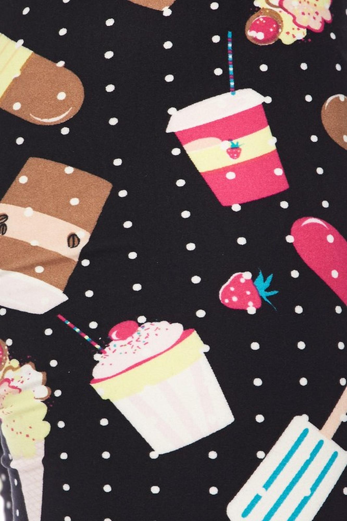Summer Treats Leggings - White Mini Dots (One Size Regular,Black)