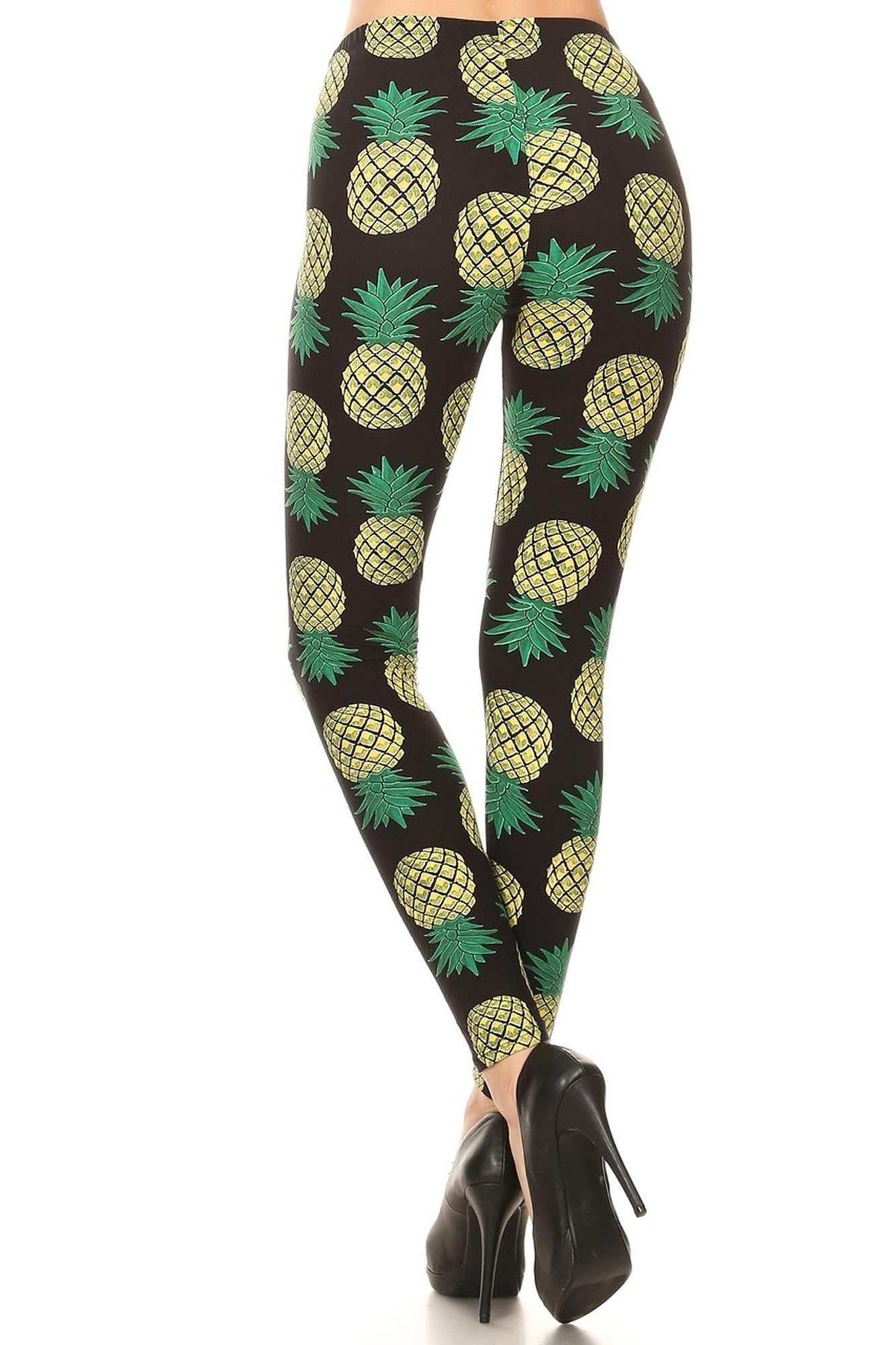 Buttery Soft Green Pineapple Leggings - EEVEE (One Size Regular,Green)