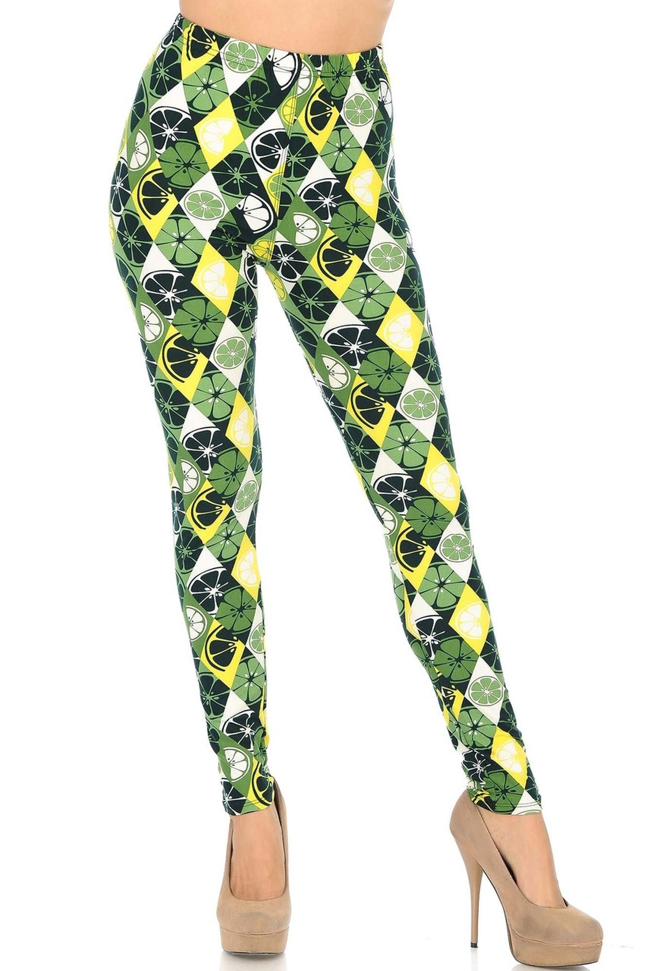 Buttery Soft Luck of the Irish Lime Leggings (One Size Regular,Green)