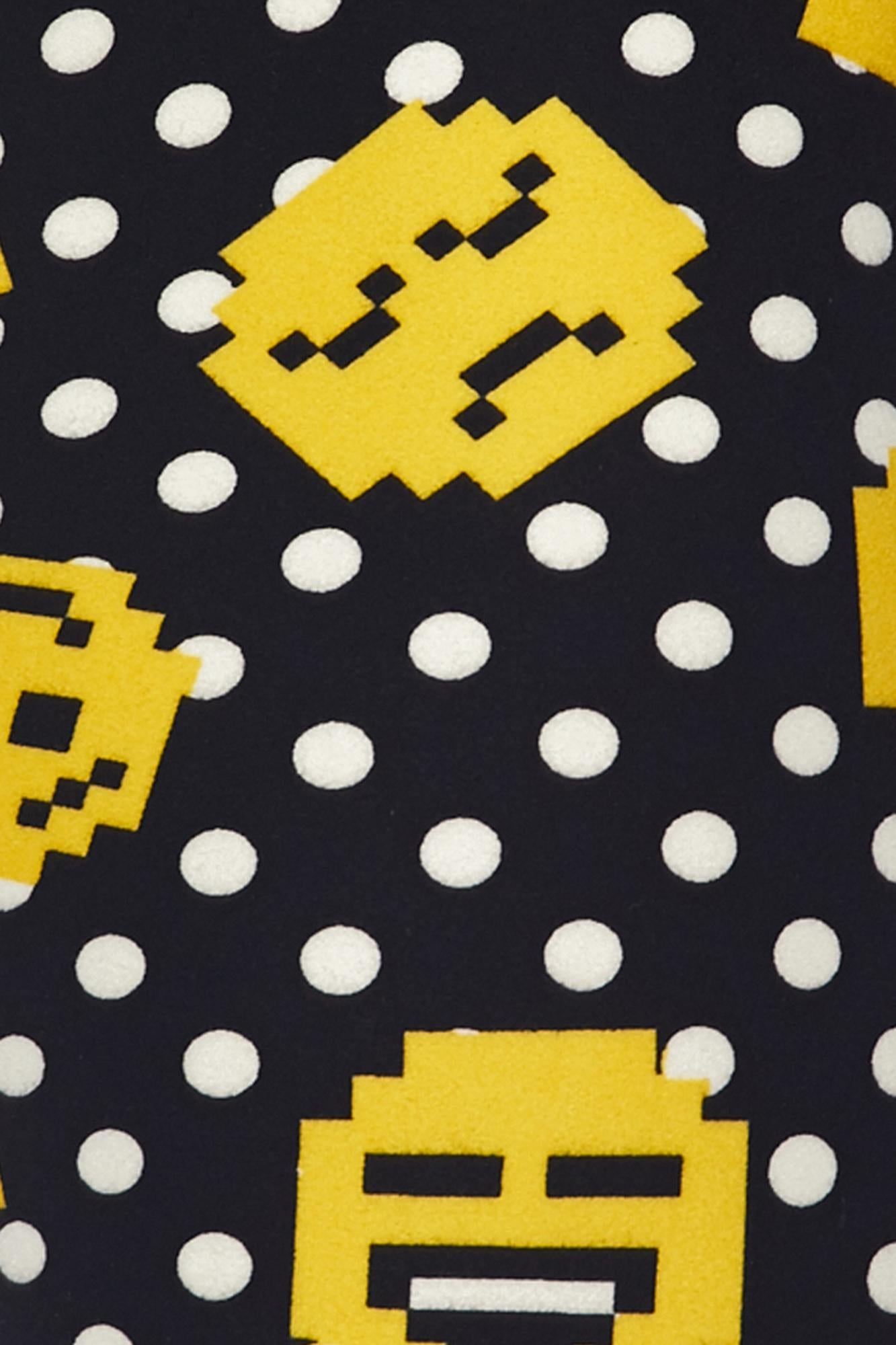 Buttery Soft Retro Pixel Arcade Emoji Leggings (One Size Regular,Yellow)