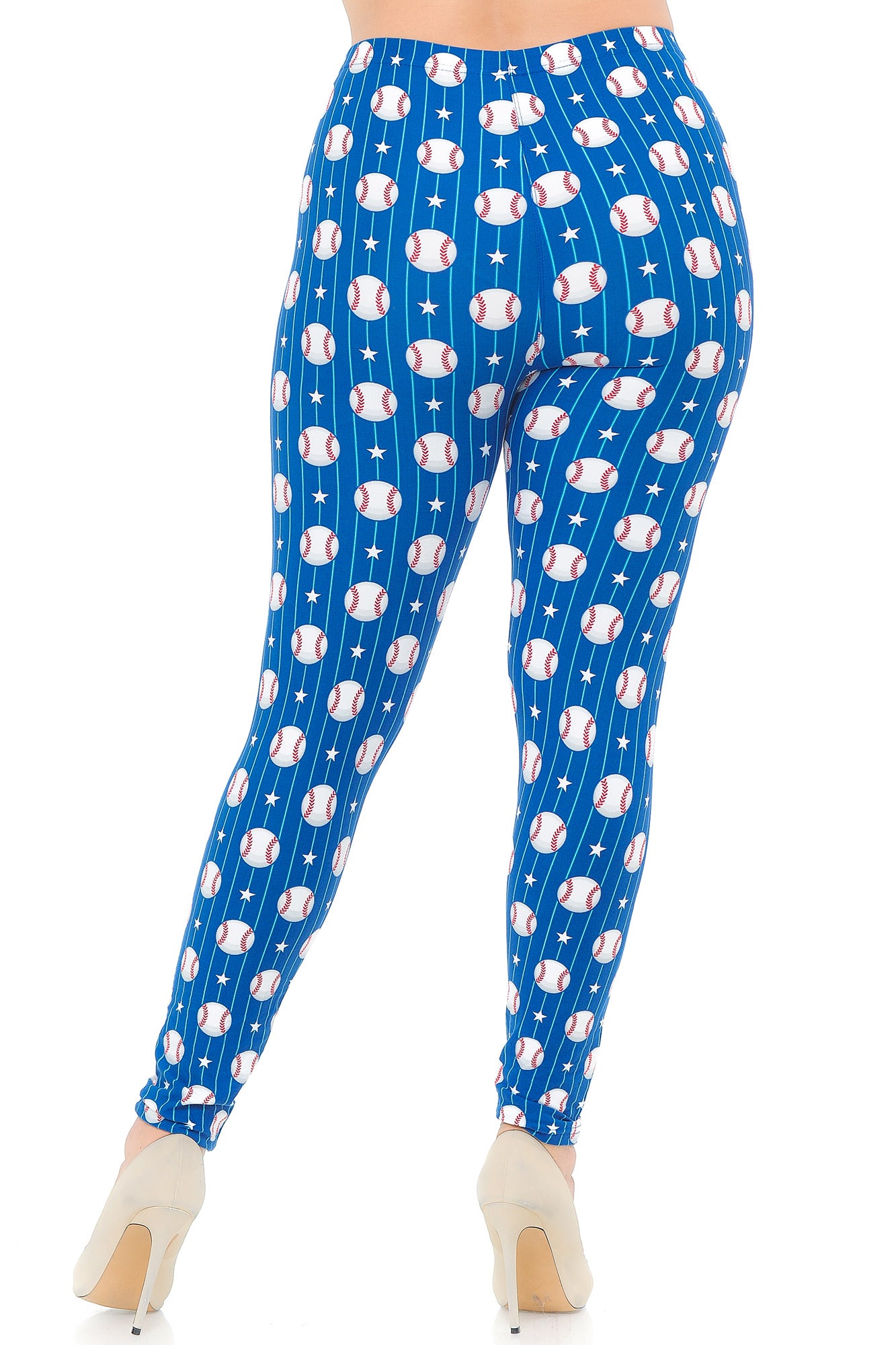Buttery Soft Love of Baseball Plus Size Leggings (One Size Plus,Blue)