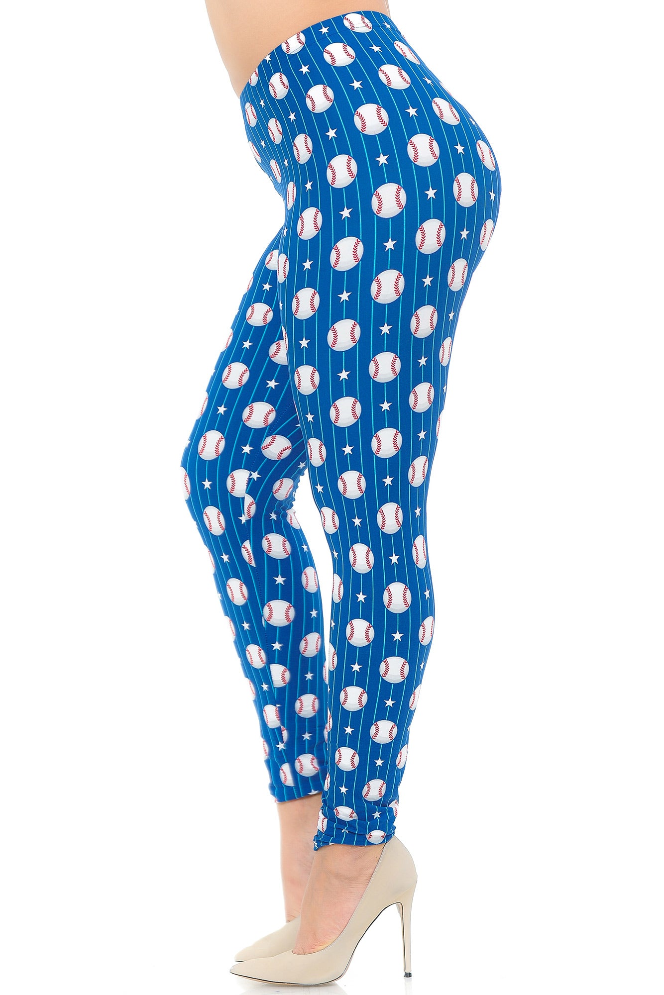 Buttery Soft Love of Baseball Plus Size Leggings (One Size Plus,Blue)