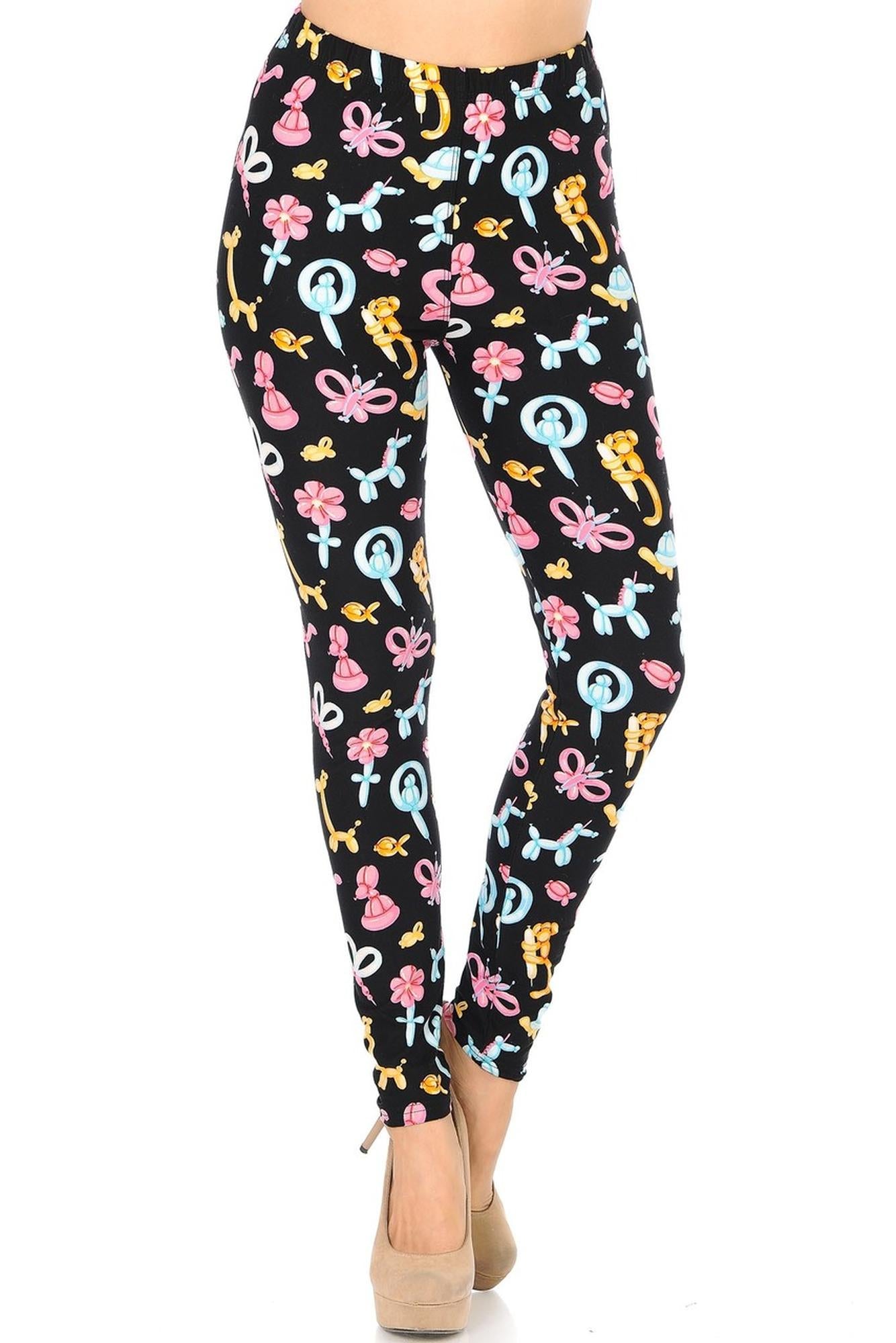 Buttery Soft Animal Balloon Leggings (One Size Regular,Pink)