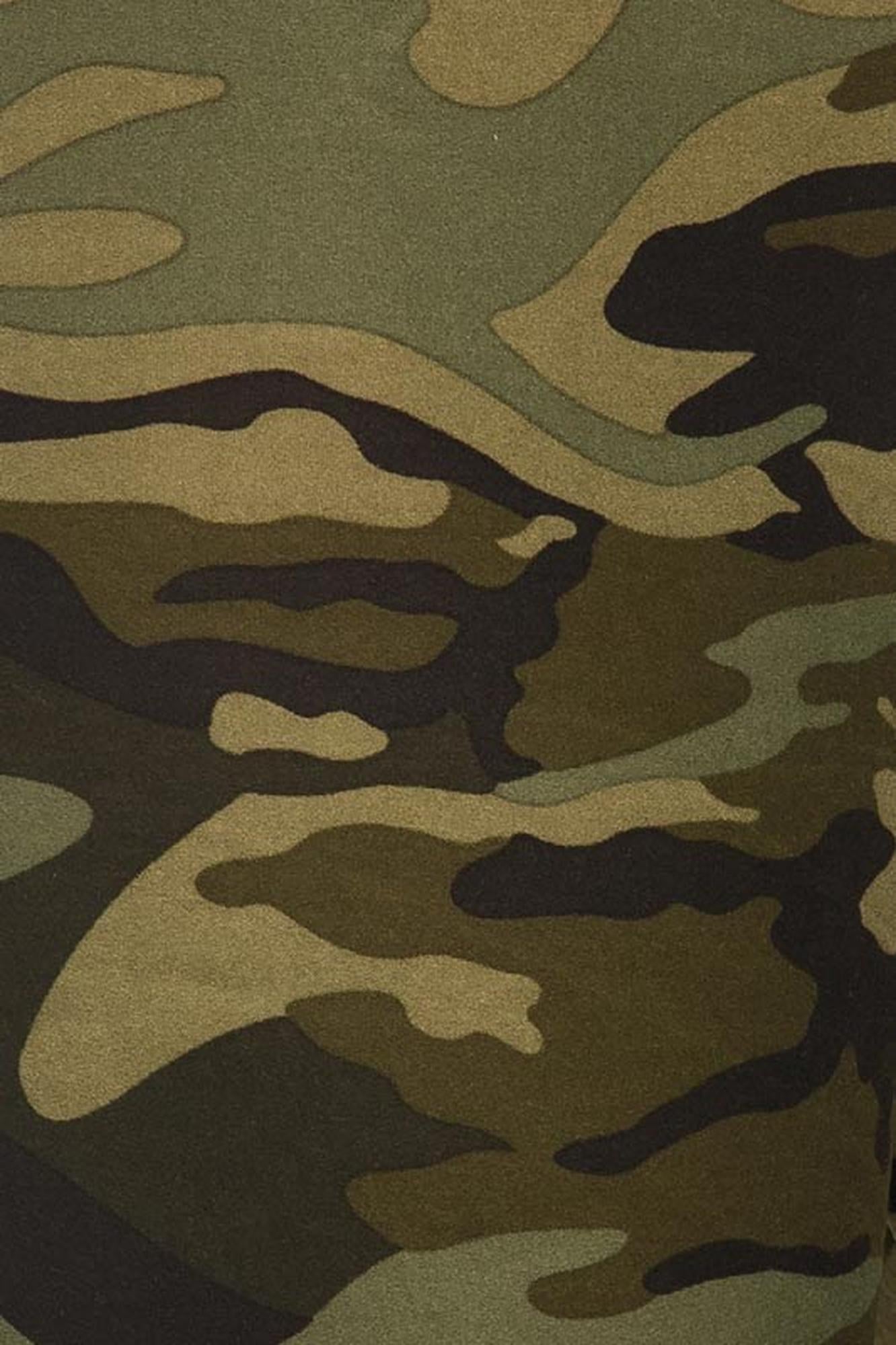 Buttery Soft Plus Size Green Camouflage Leggings (One Size Plus,Olive)