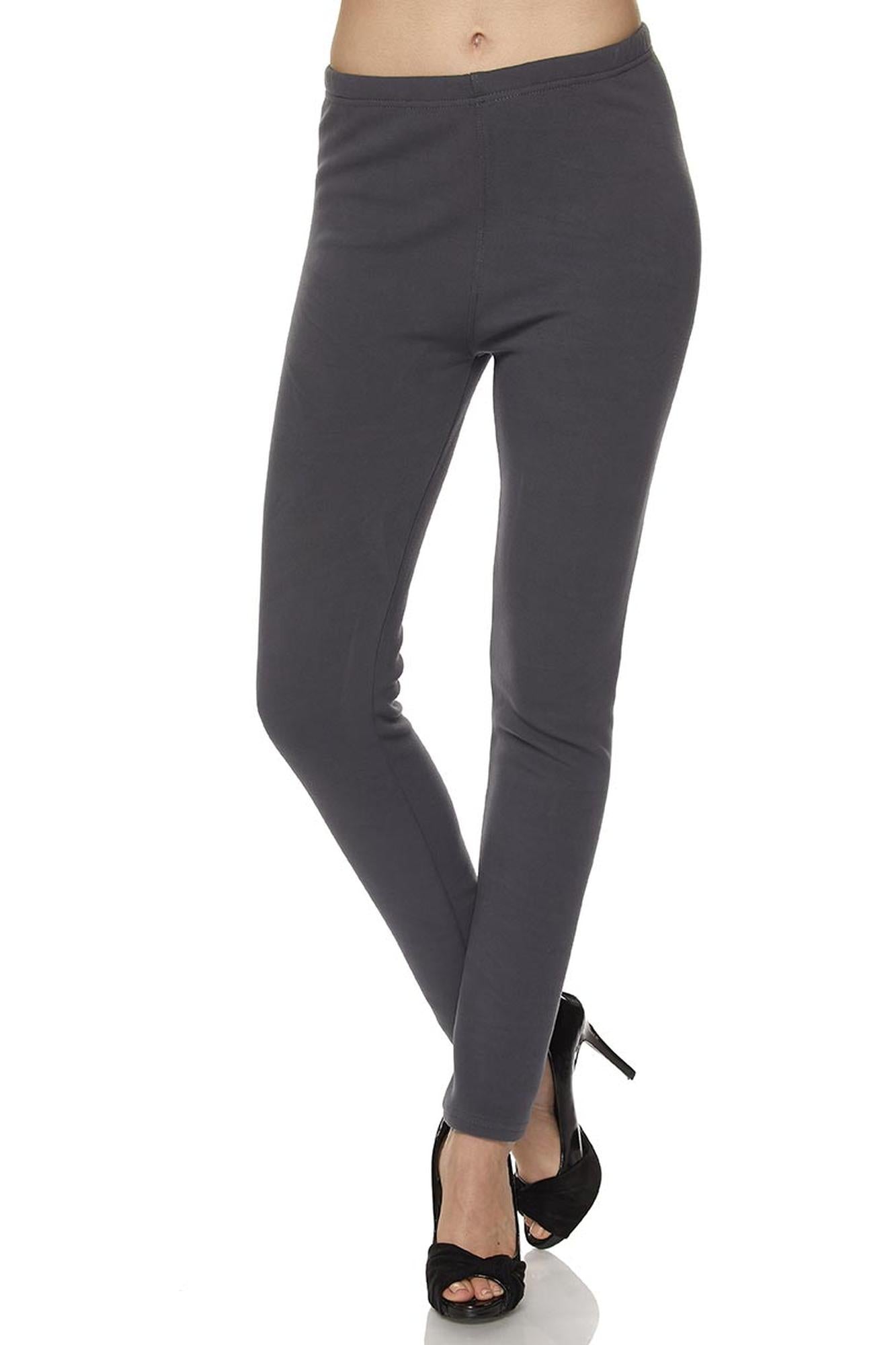 Solid Warm Fur Lined Leggings