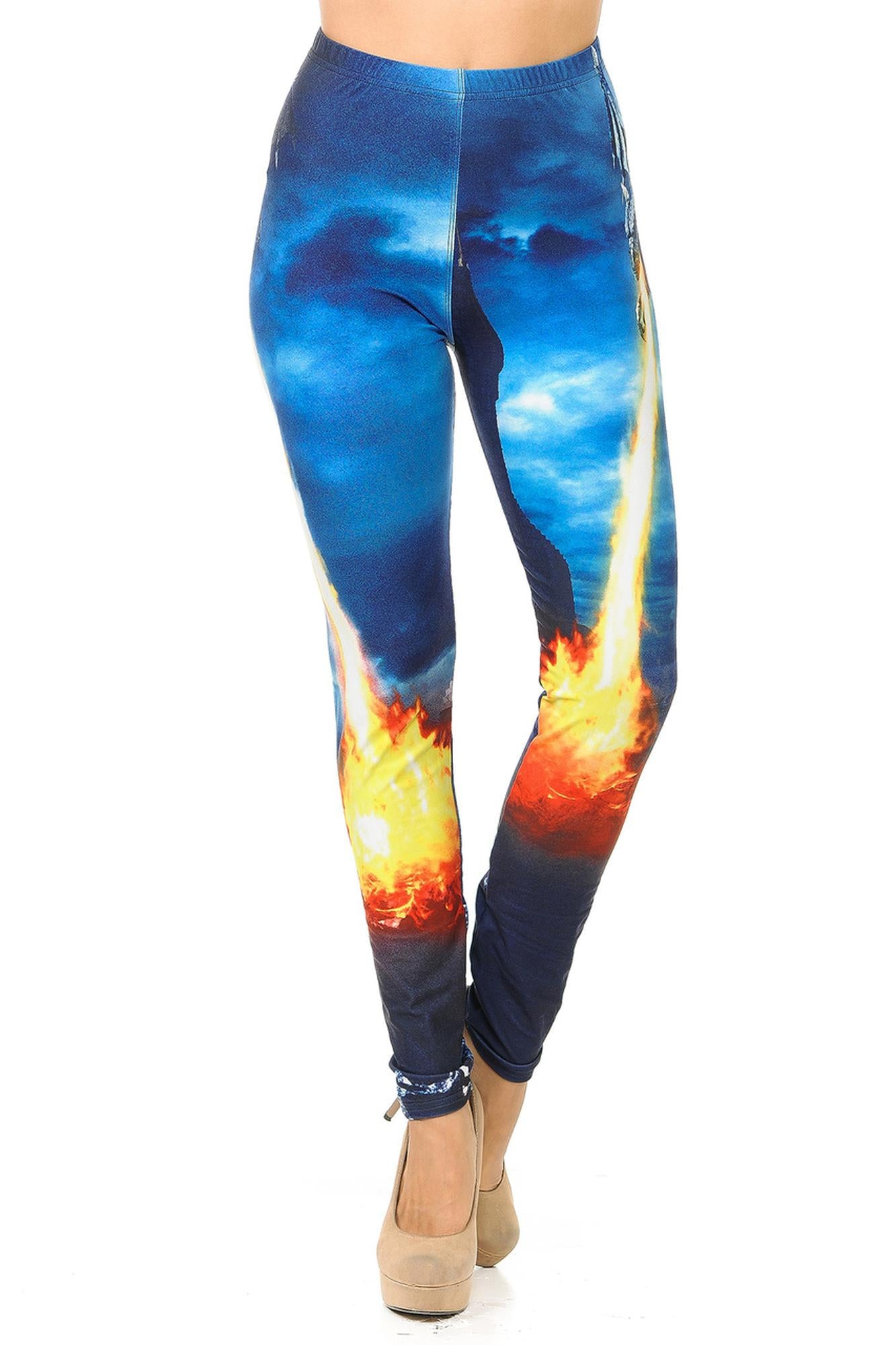 Creamy Soft Dragon Rage Leggings (One Size Regular,Blue)