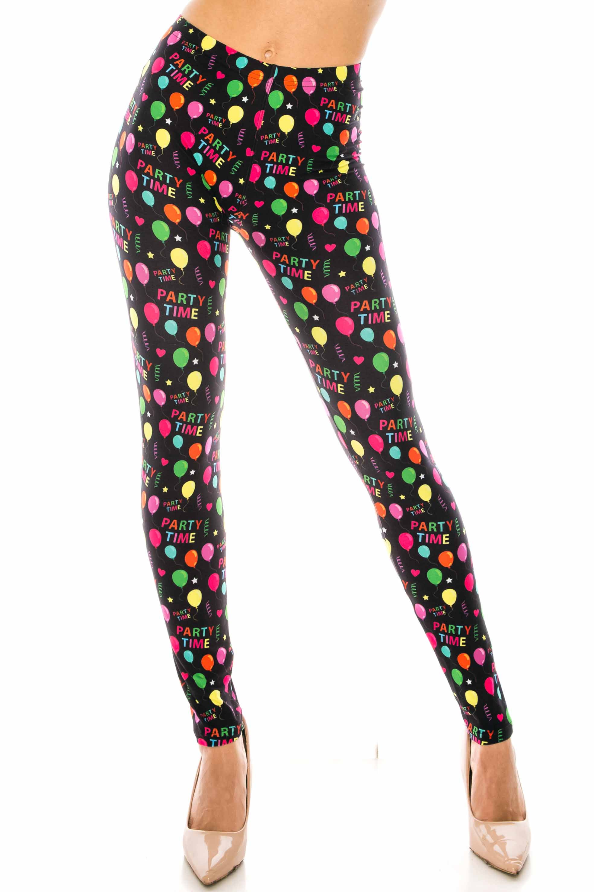Creamy Soft Party Time Leggings (One Size Regular,Black)