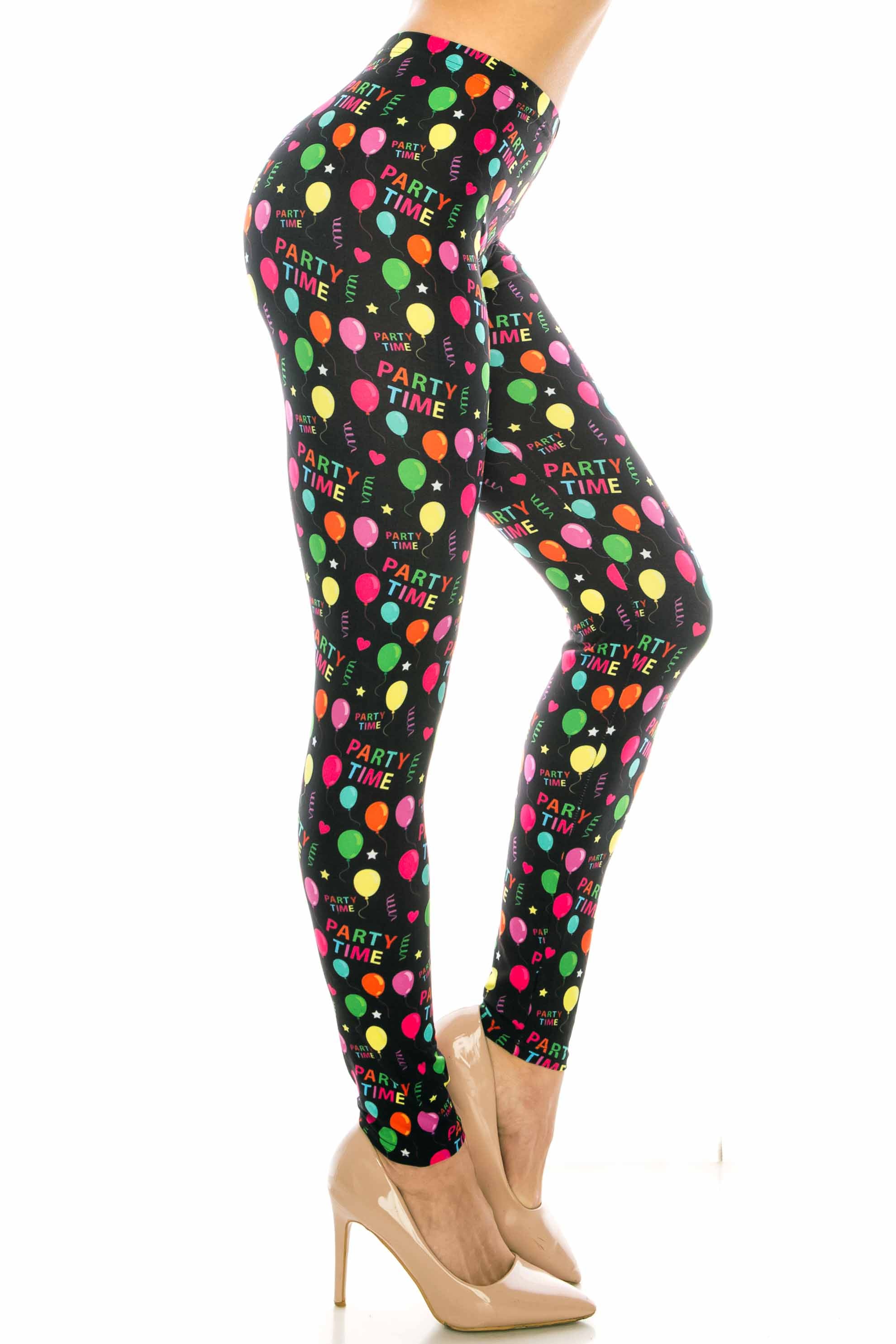 Creamy Soft Party Time Leggings (One Size Regular,Black)