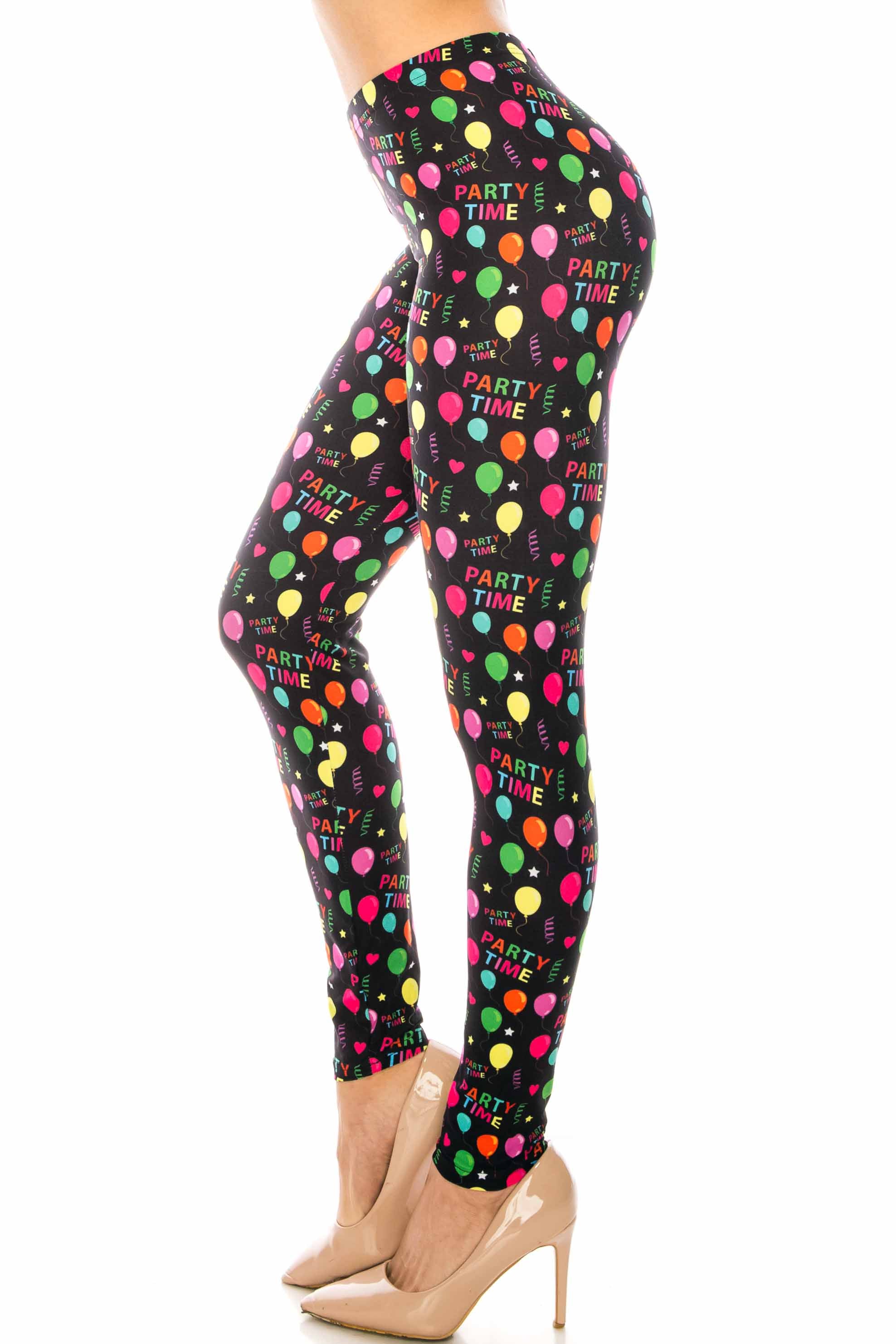 Creamy Soft Party Time Leggings (One Size Regular,Black)