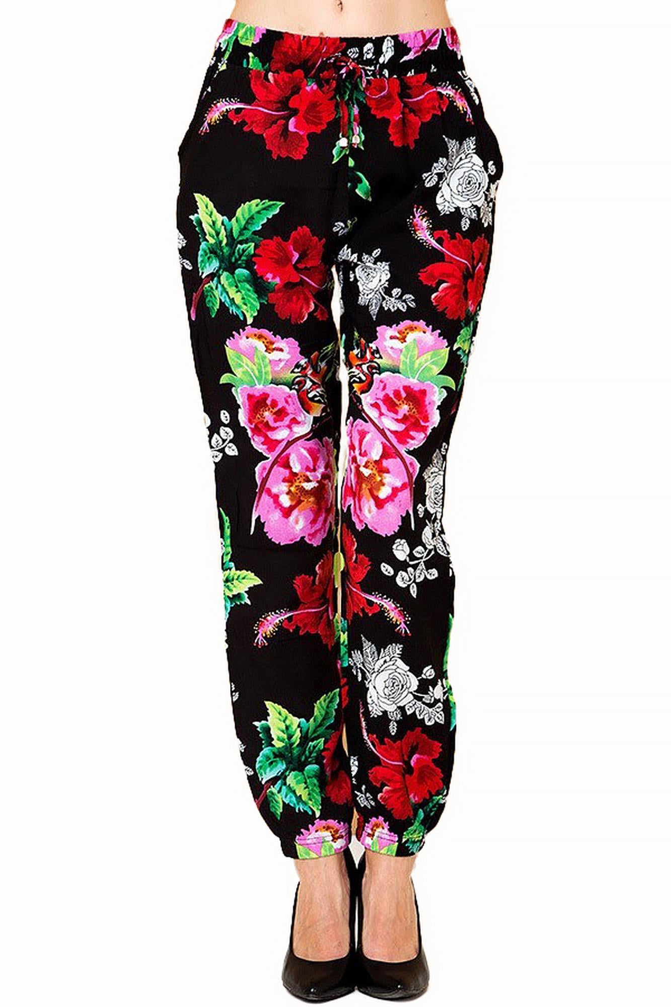 Colorful Floral Burst Fashion Harem Joggers