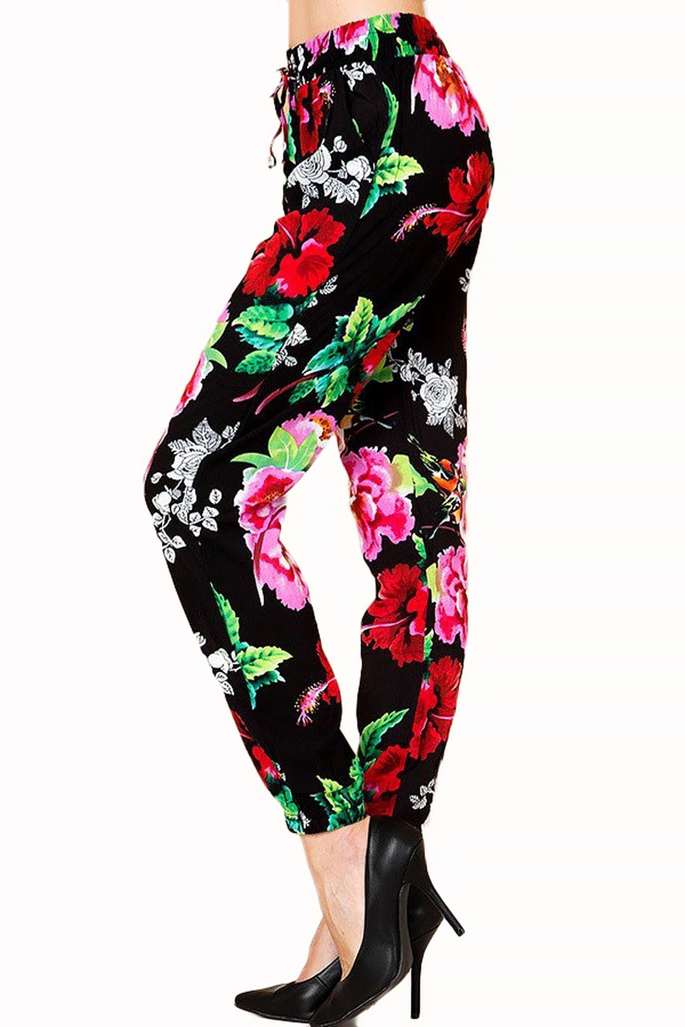 Colorful Floral Burst Fashion Harem Joggers