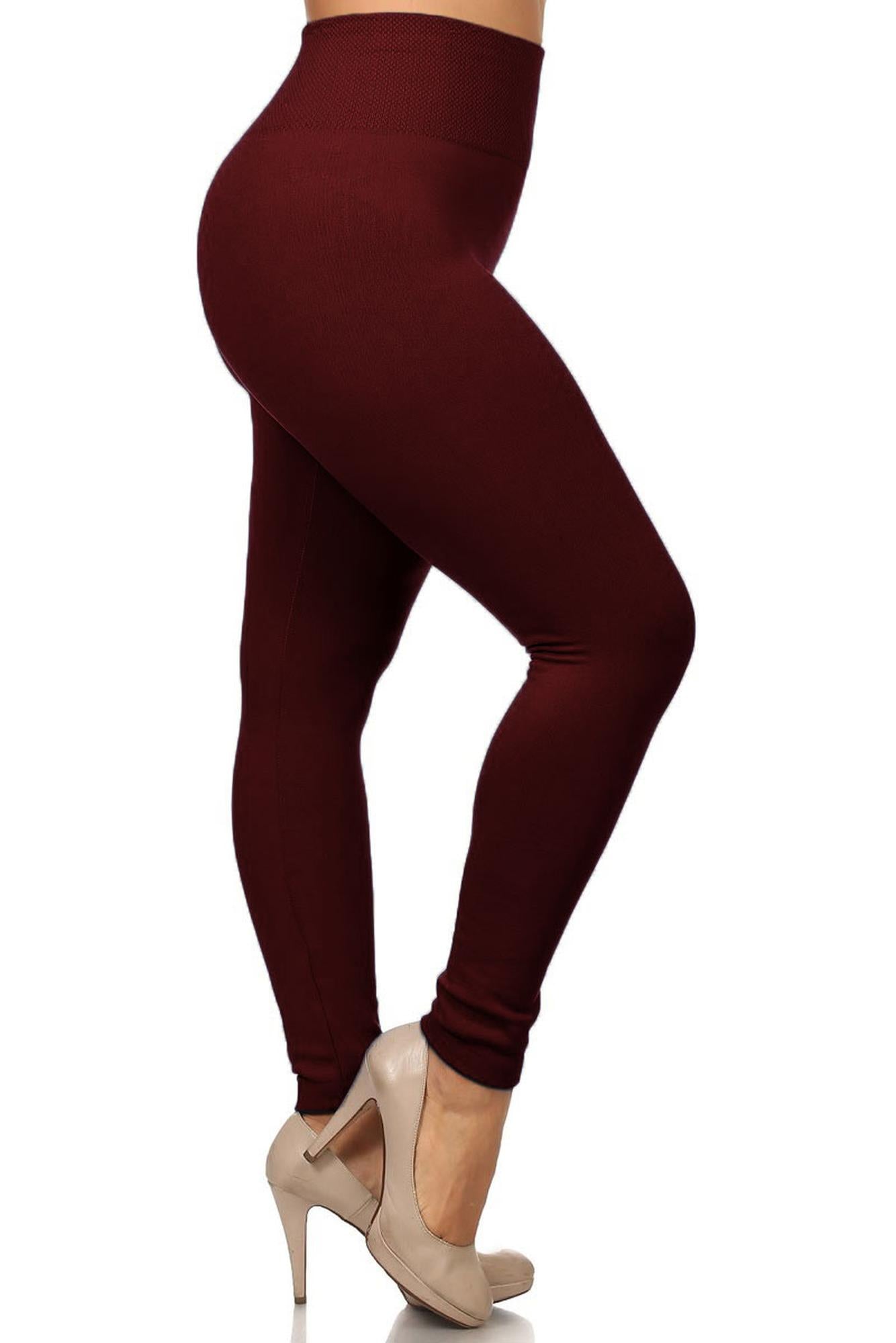 Banded High Waist Fleece Lined Leggings | Plus Size