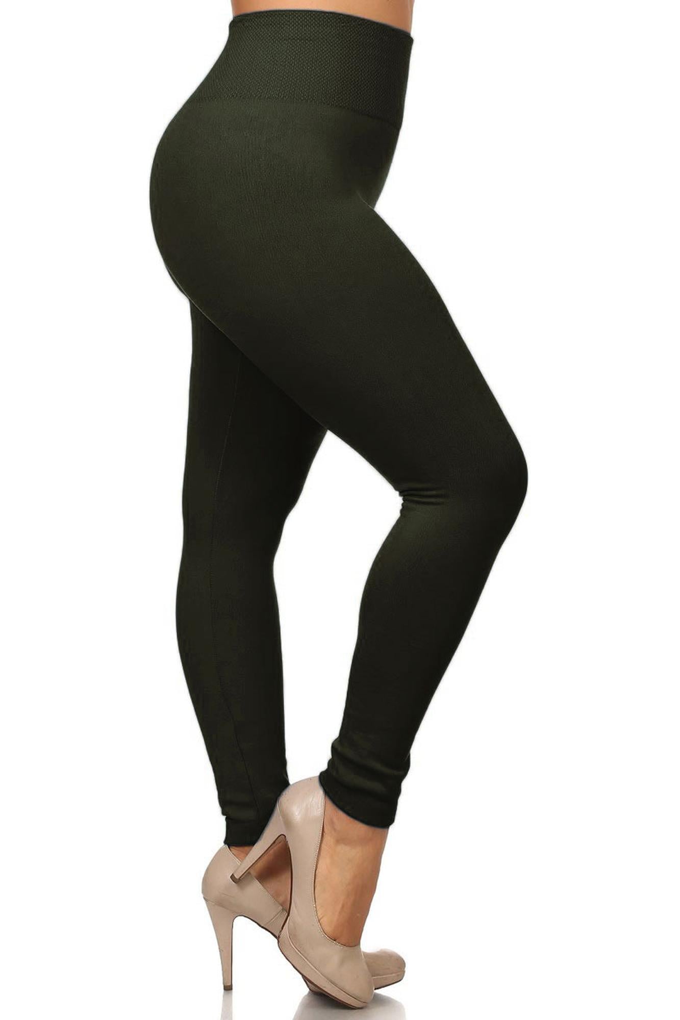 Banded High Waist Fleece Lined Leggings | Plus Size