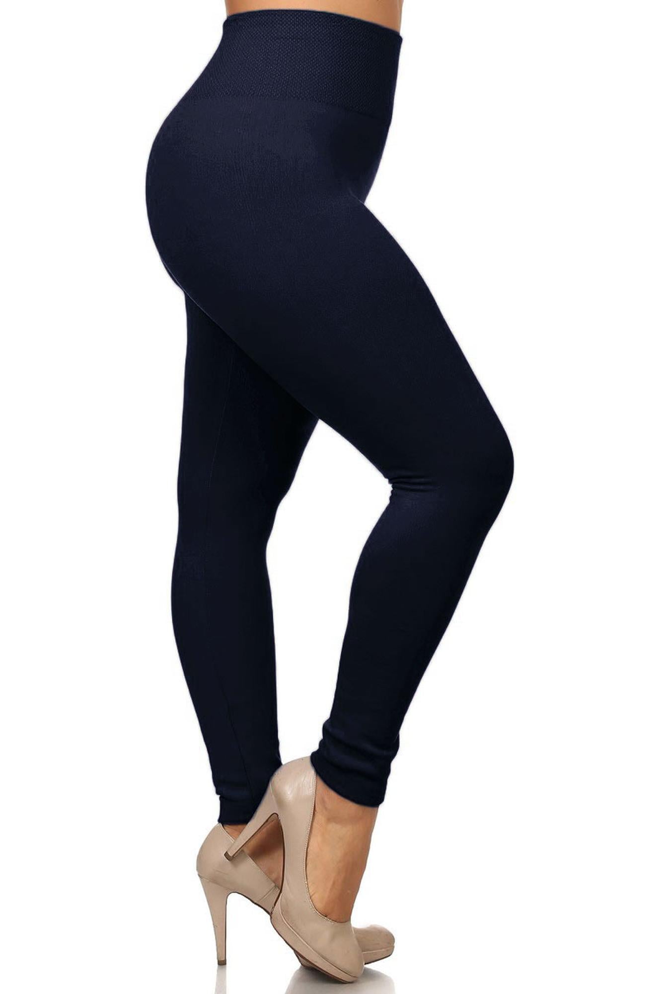 Banded High Waist Fleece Lined Leggings | Plus Size
