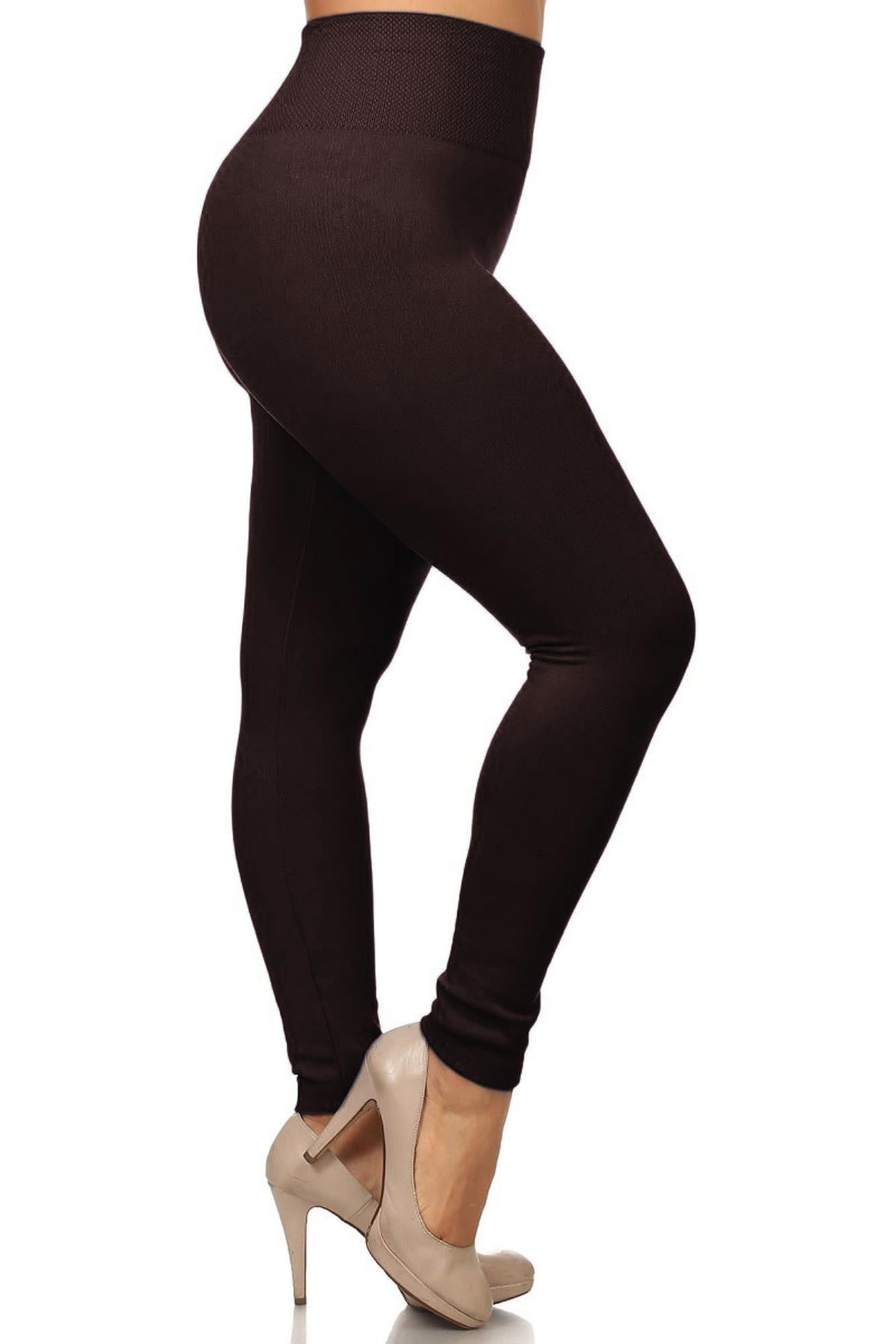 Banded High Waist Fleece Lined Leggings | Plus Size