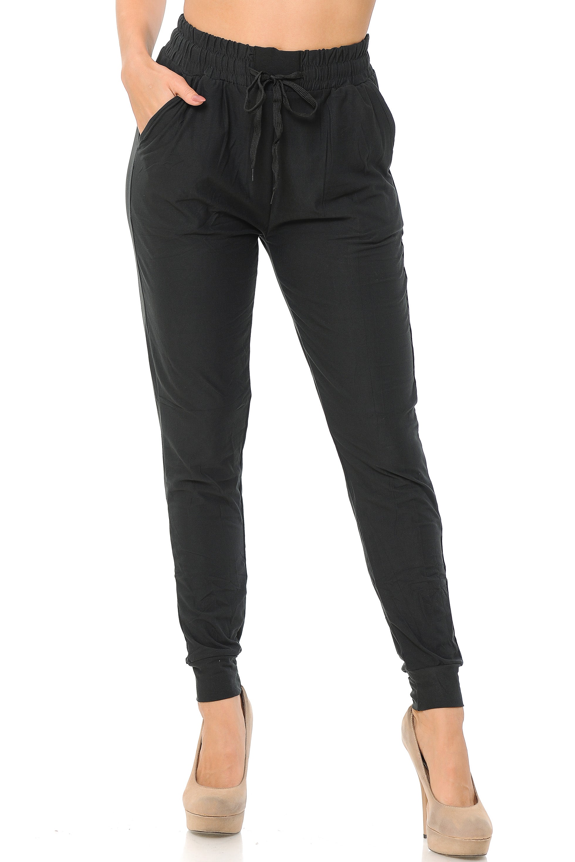 Buttery Smooth Solid Basic Black Women's Joggers | EEVEE