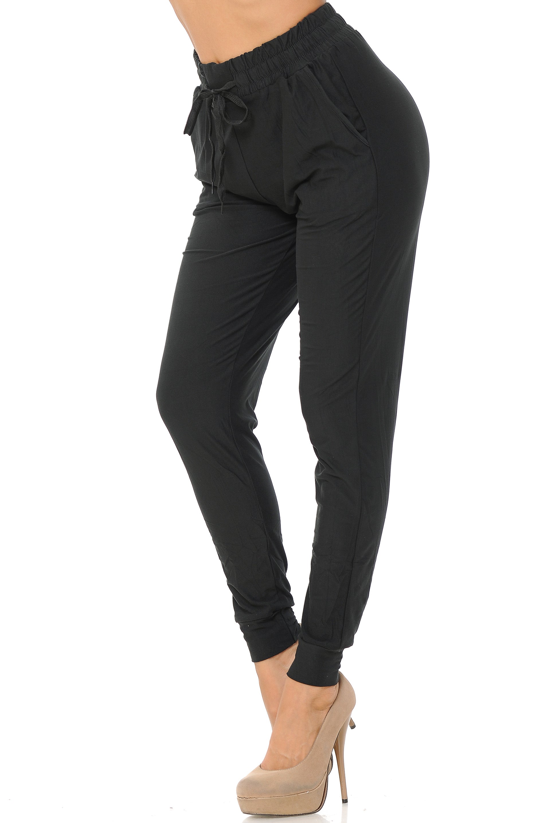 Buttery Smooth Solid Basic Black Women's Joggers - EEVEE