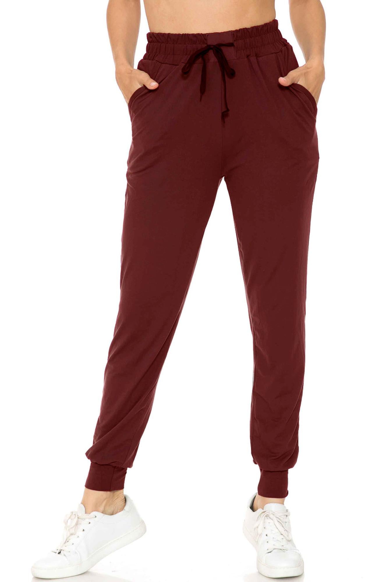 Buttery Smooth Solid Basic Burgundy Joggers - EEVEE