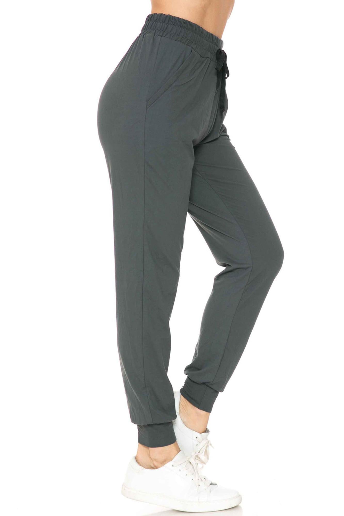 Buttery Smooth Solid Basic Charcoal Women's Joggers - EEVEE