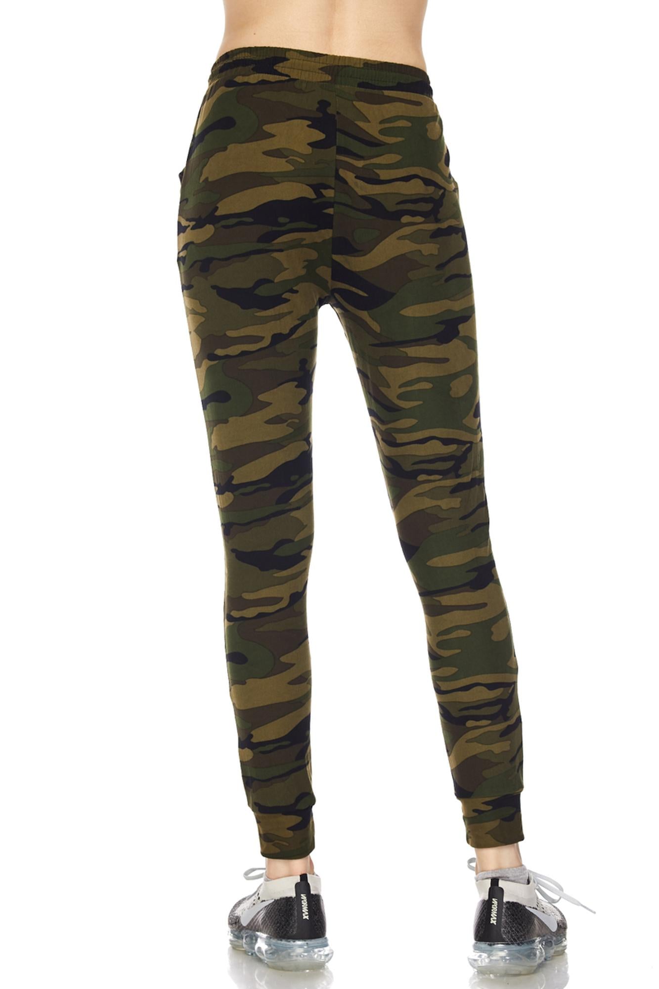 Buttery Soft Olive Green Camouflage Joggers (One Size Regular,Green)