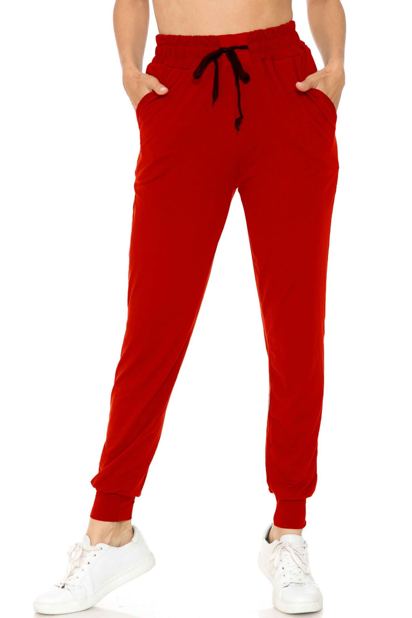 Buttery Smooth Solid Basic Red Joggers | EEVEE