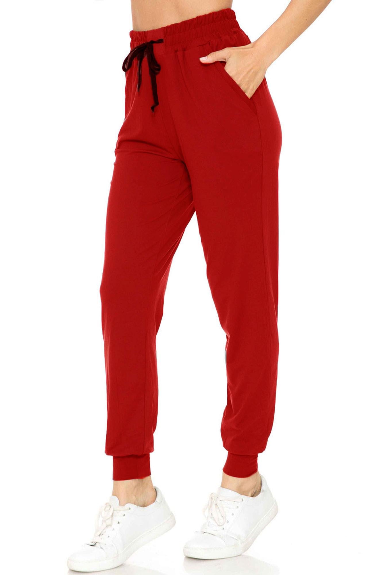 Buttery Smooth Solid Basic Red Joggers | EEVEE