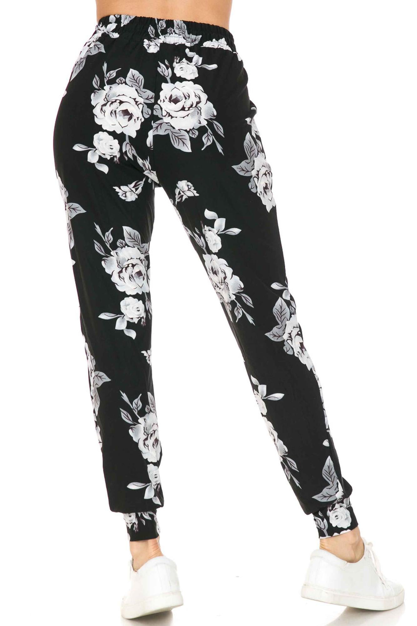 Buttery Smooth Jumbo White Rose Joggers