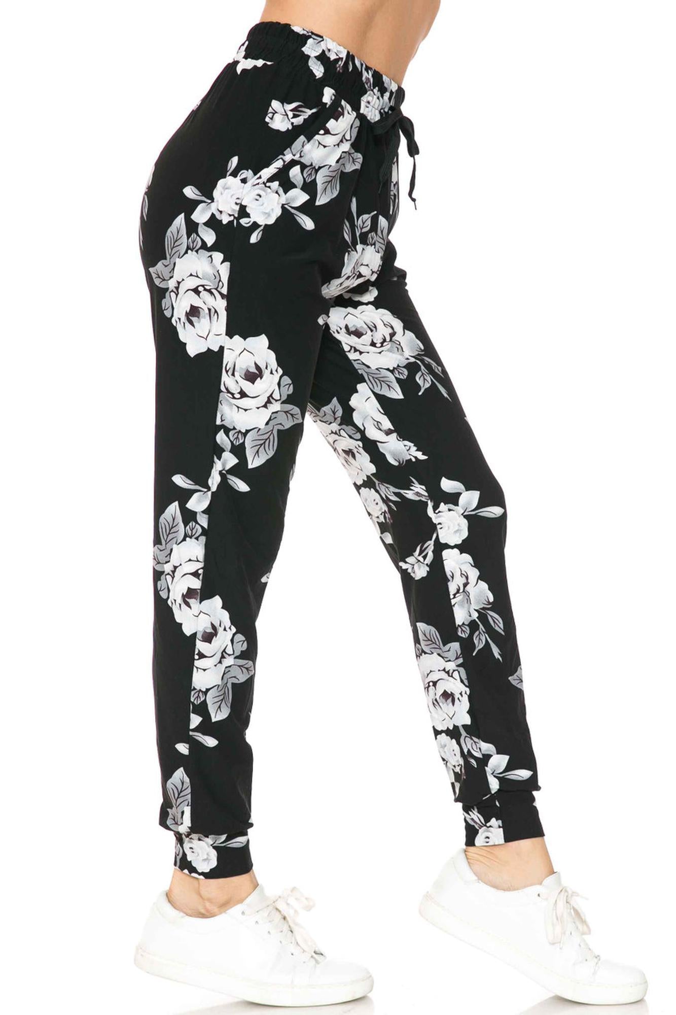 Buttery Smooth Jumbo White Rose Joggers