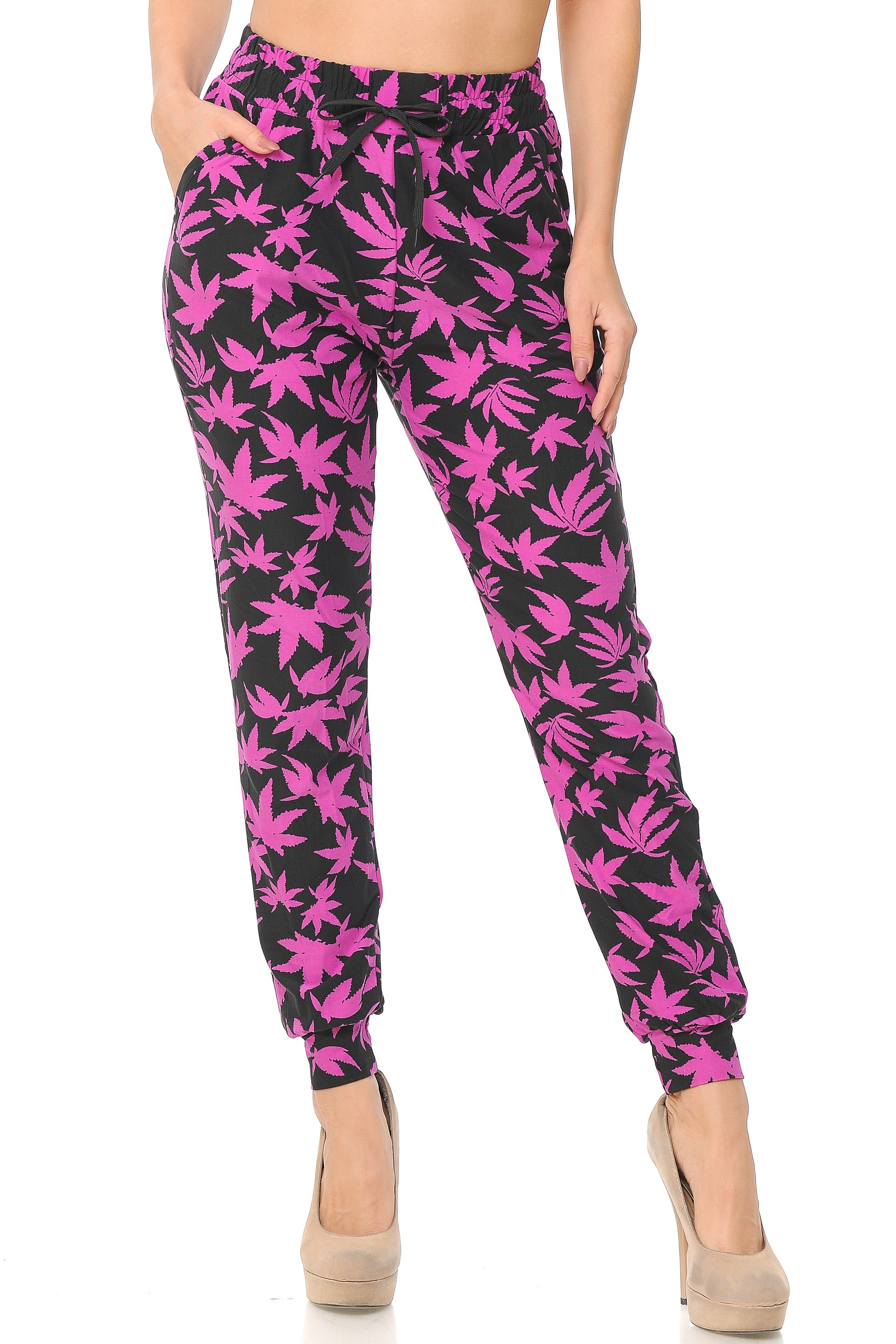 Brushed Solid Fuchsia Marijuana Joggers