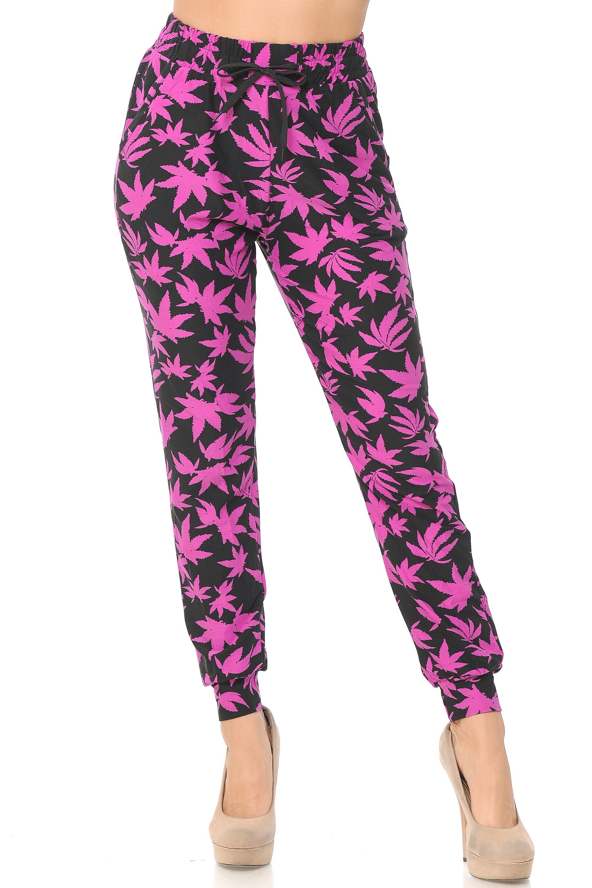 Brushed Solid Fuchsia Marijuana Joggers