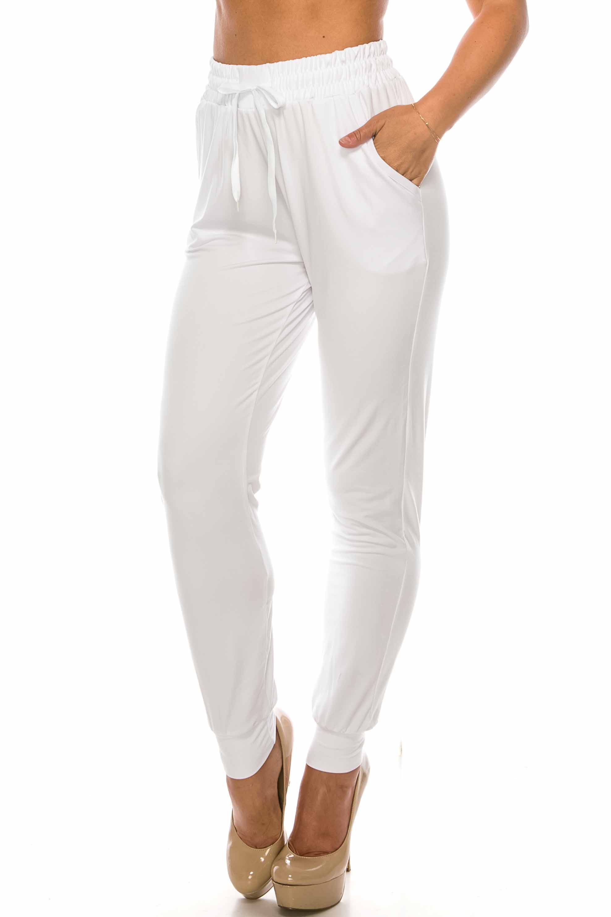 Buttery Smooth Solid Basic White Joggers | EEVEE