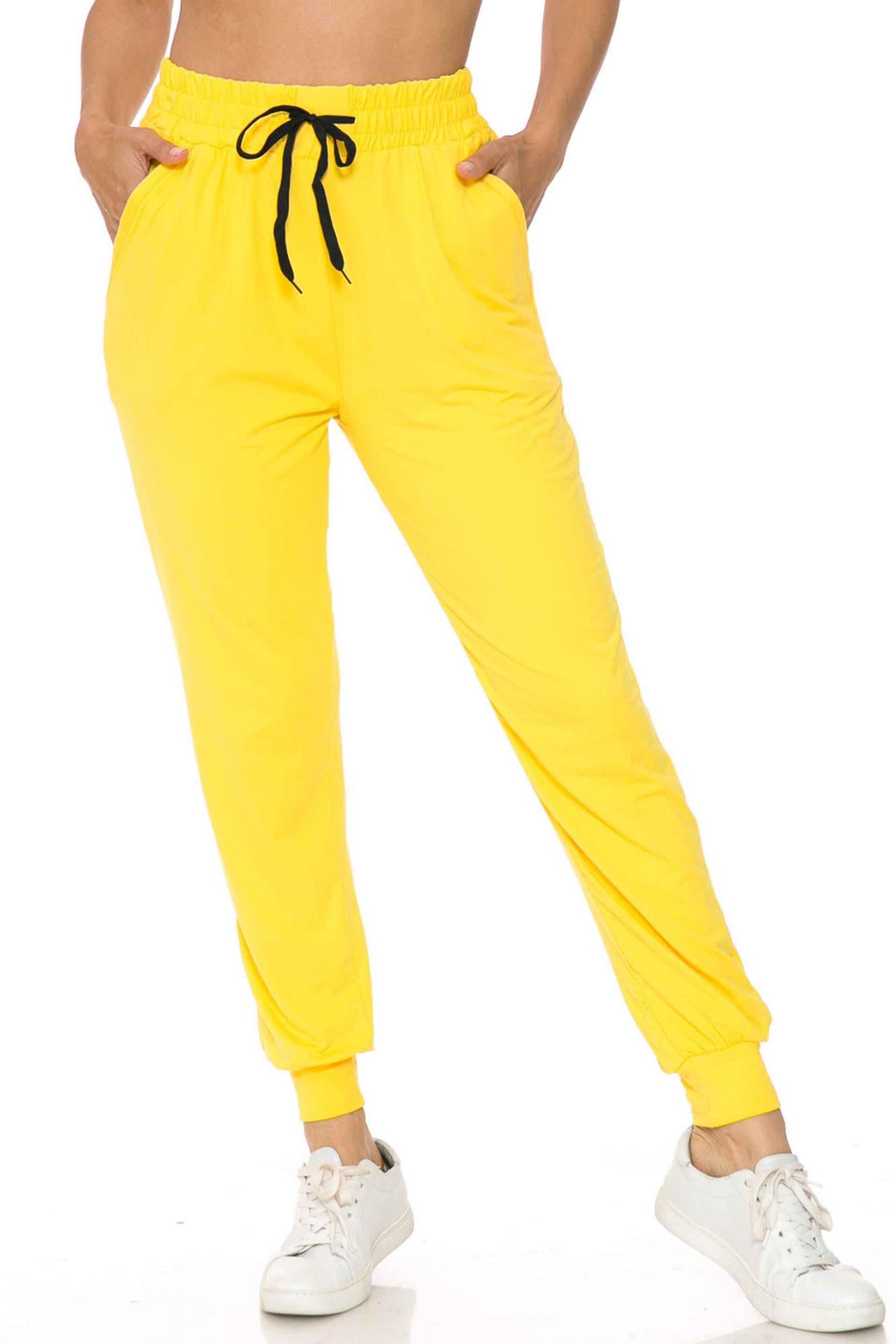 Buttery Smooth Solid Basic Yellow Women's Joggers - EEVEE