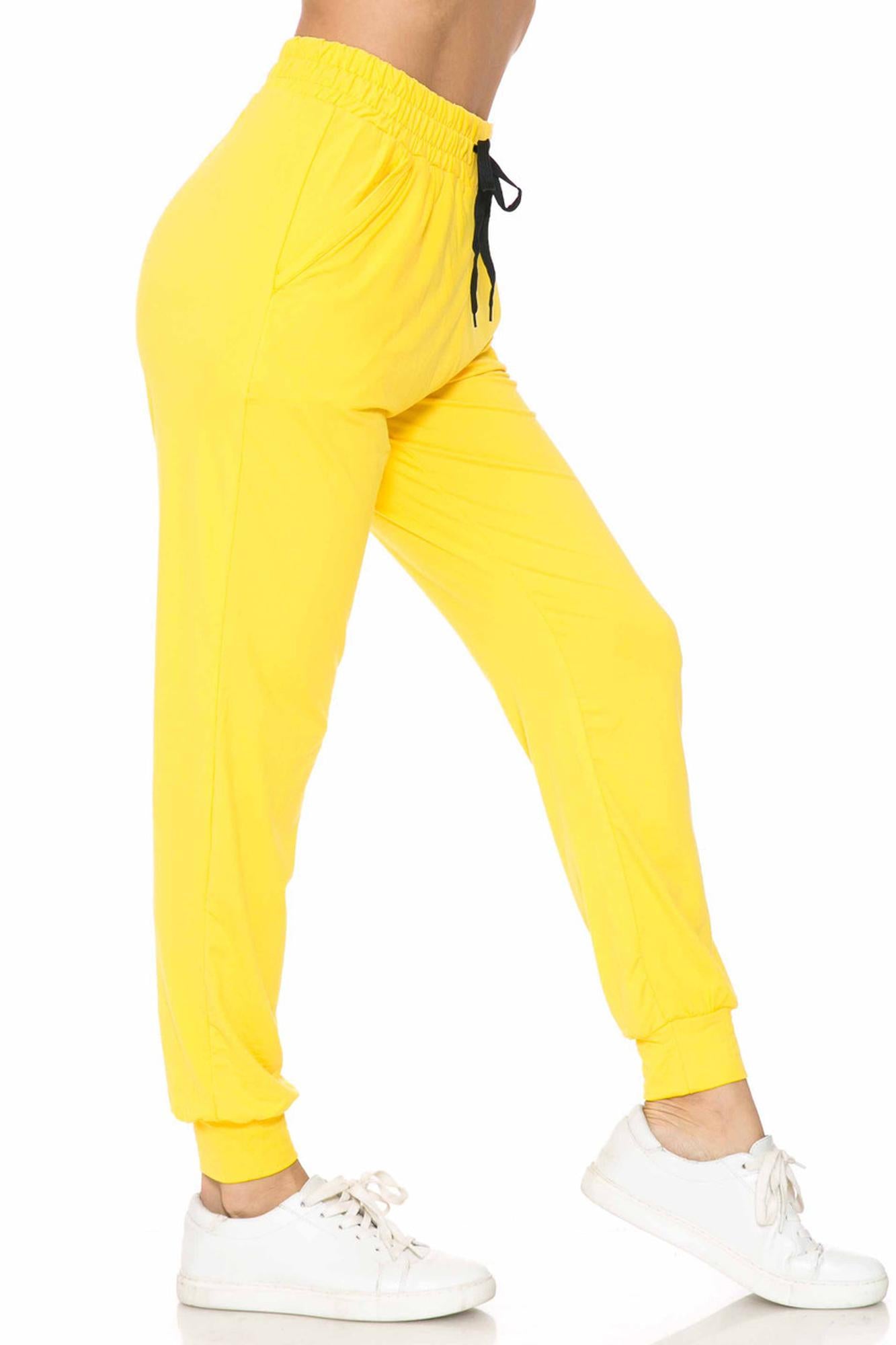 Buttery Smooth Solid Basic Yellow Women's Joggers - EEVEE