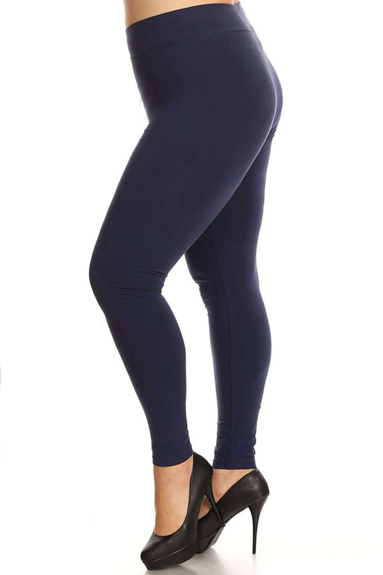 High Waisted Cotton Sport Leggings - Plus Size