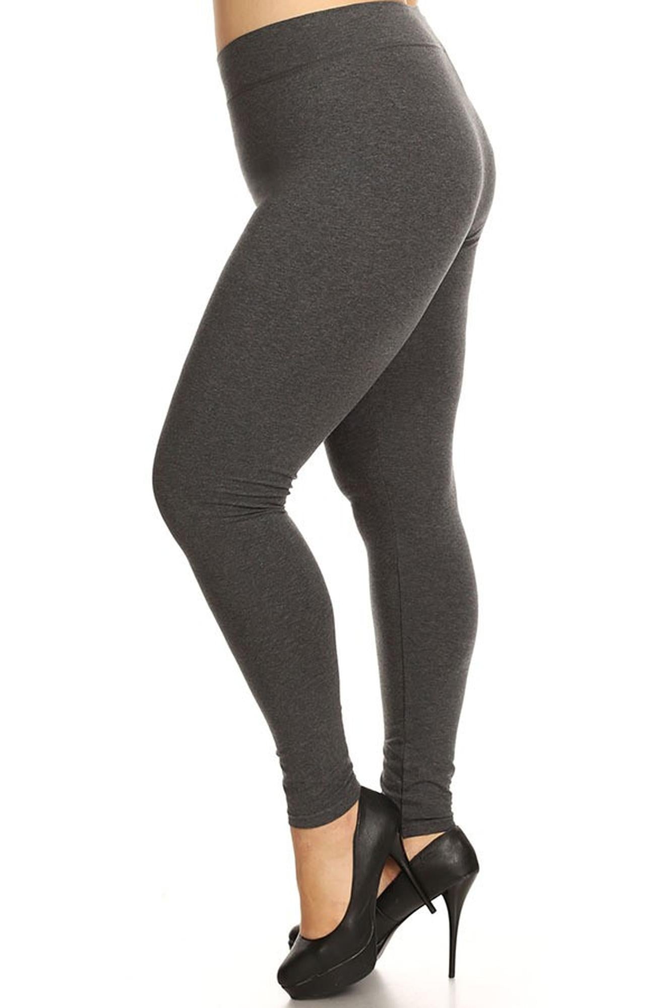 High Waisted Cotton Sport Leggings - Plus Size