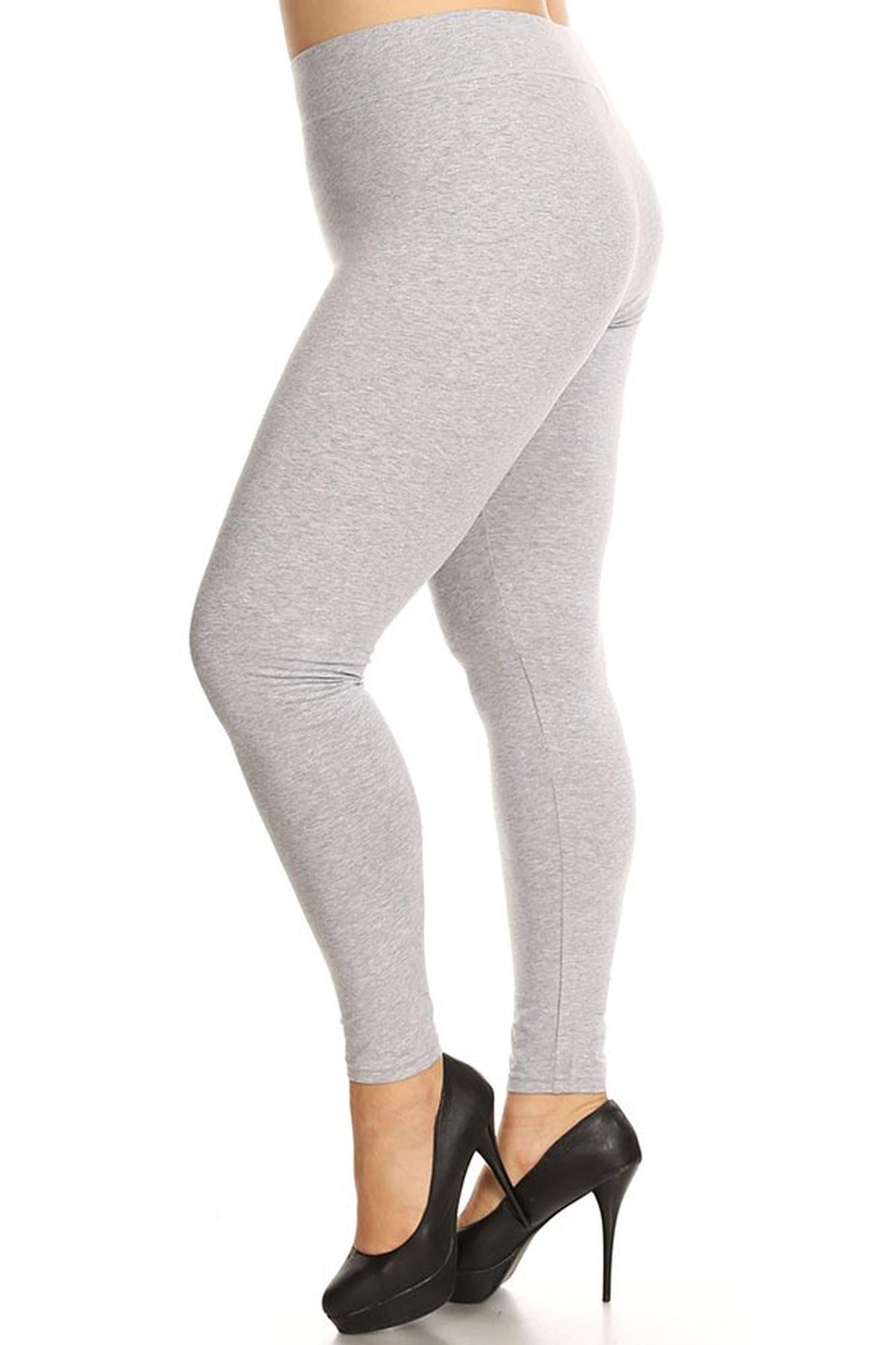 High Waisted Cotton Sport Leggings - Plus Size