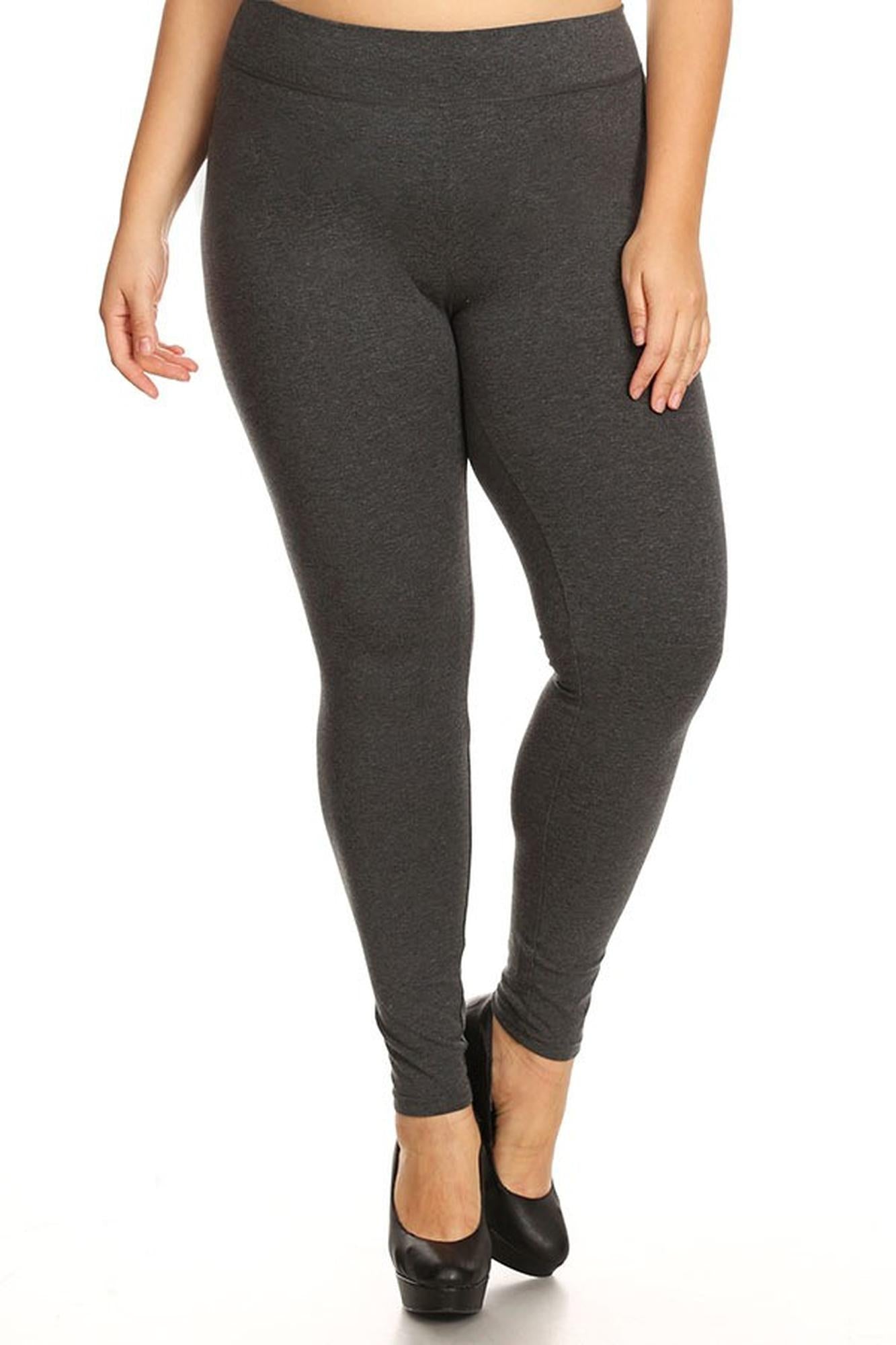 High Waisted Cotton Sport Leggings - Plus Size