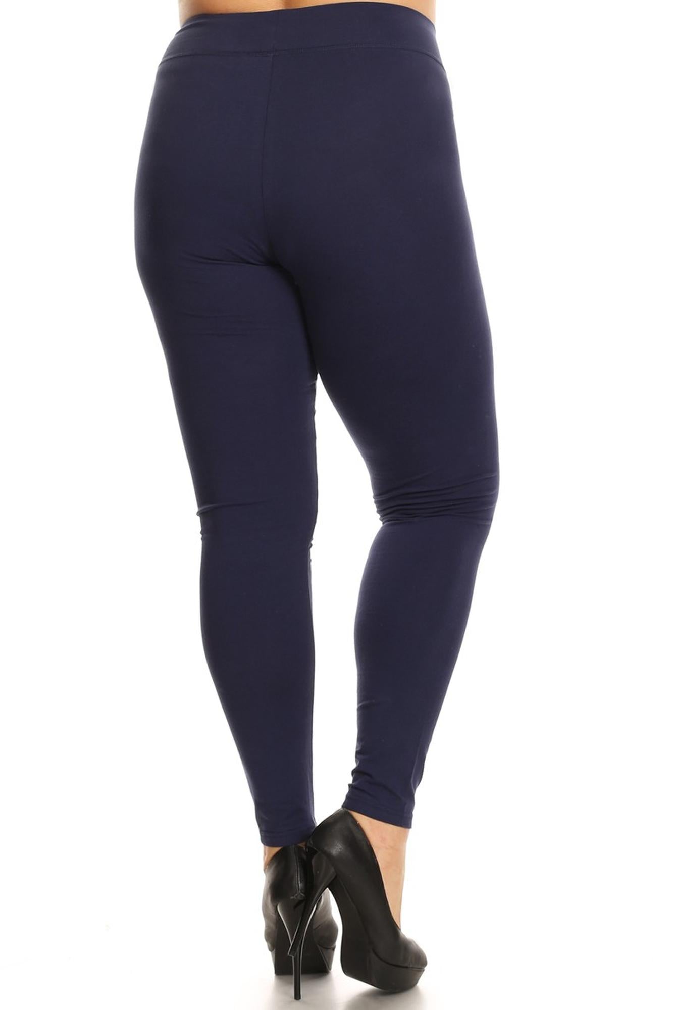High Waisted Cotton Sport Leggings - Plus Size