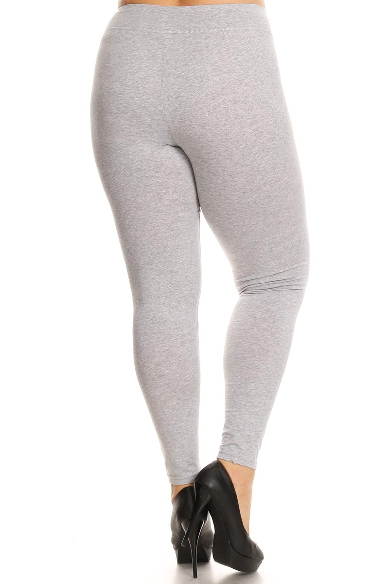High Waisted Cotton Sport Leggings - Plus Size