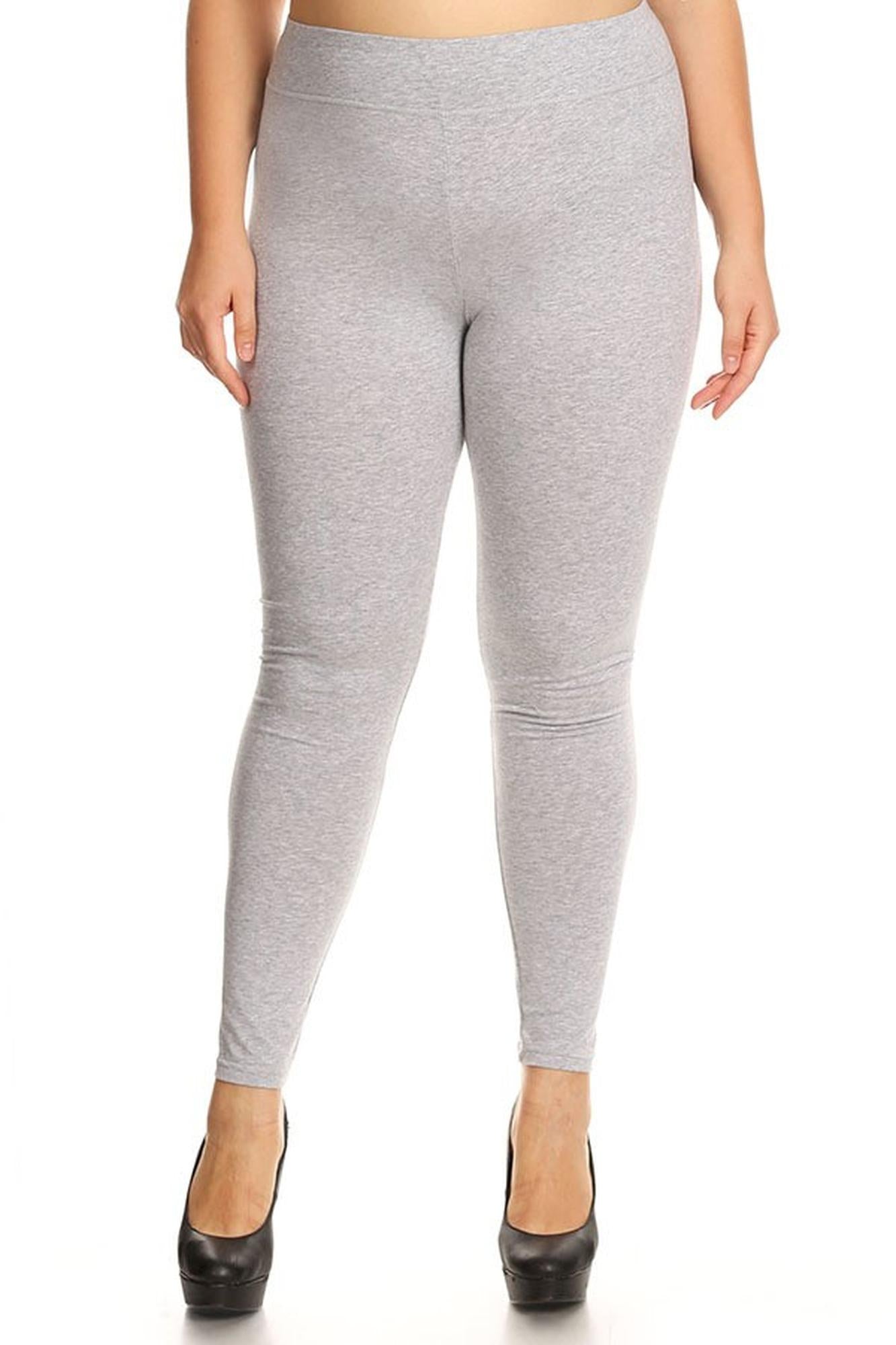 High Waisted Cotton Sport Leggings - Plus Size