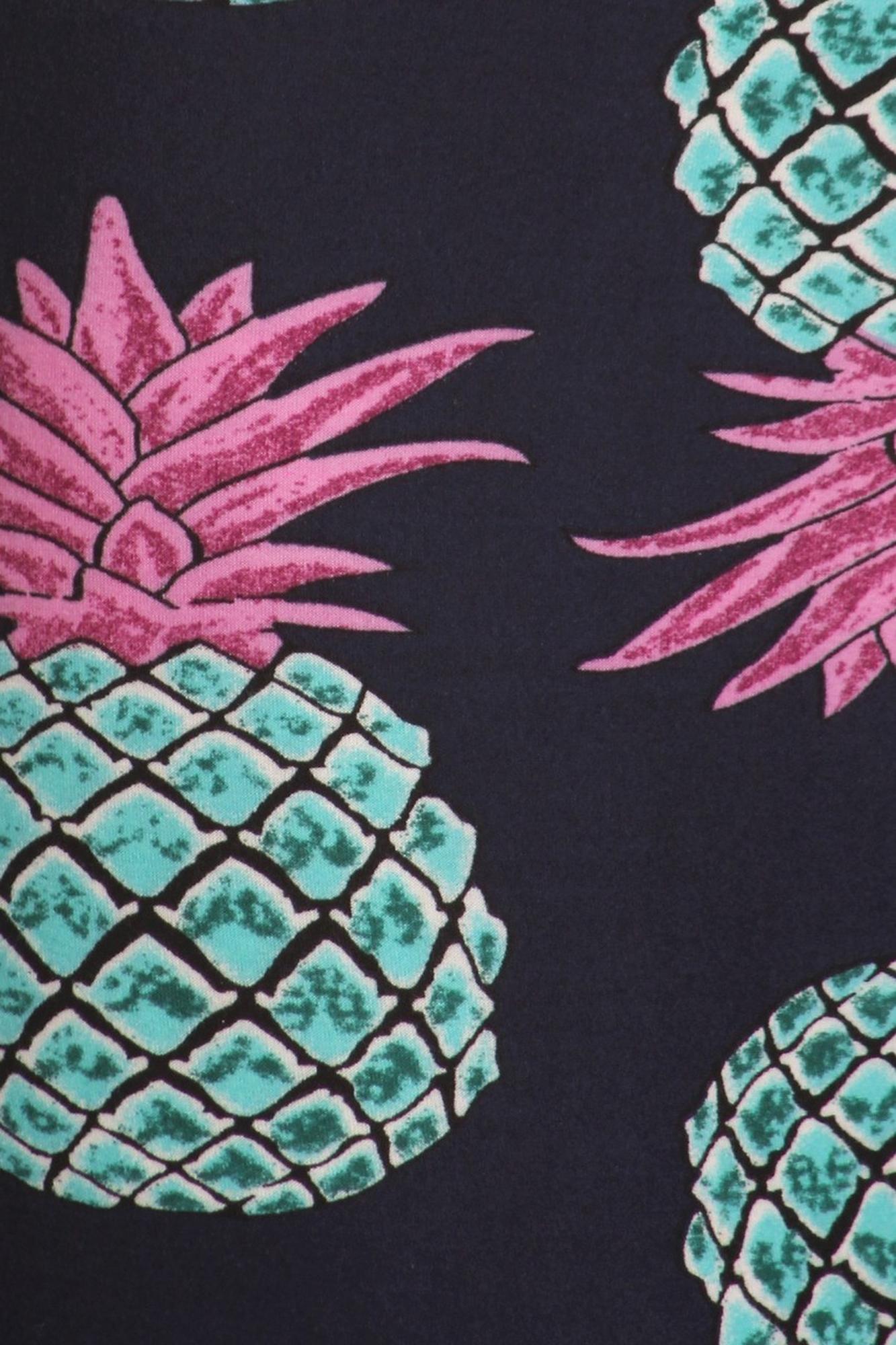Buttery Soft Teal Pineapple High Waisted Leggings - EEVEE (One Size Regular,Teal)