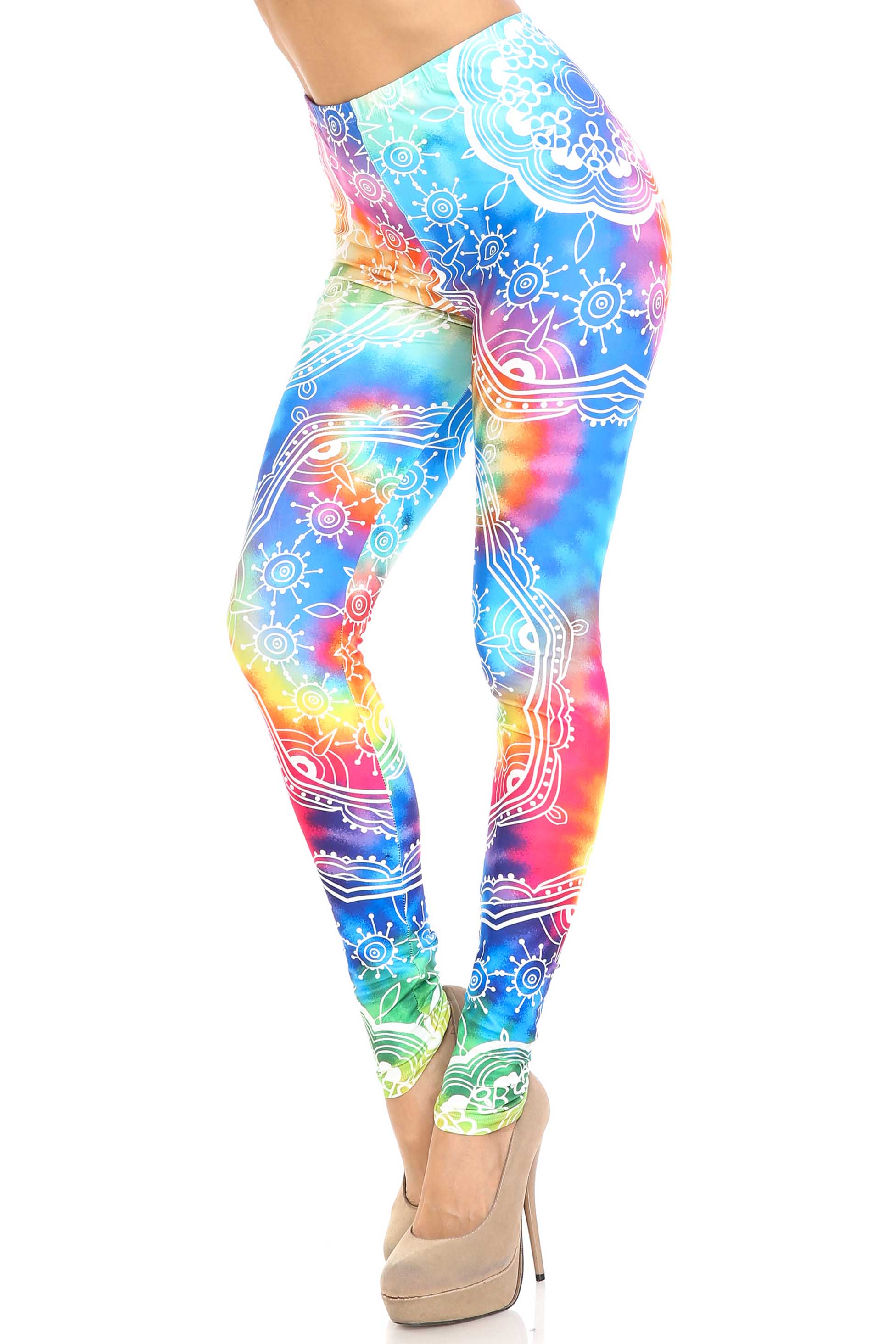 Creamy Soft California Tie Dye Leggings - By USA Fashion (One Size Regular,Multi Color Bold)