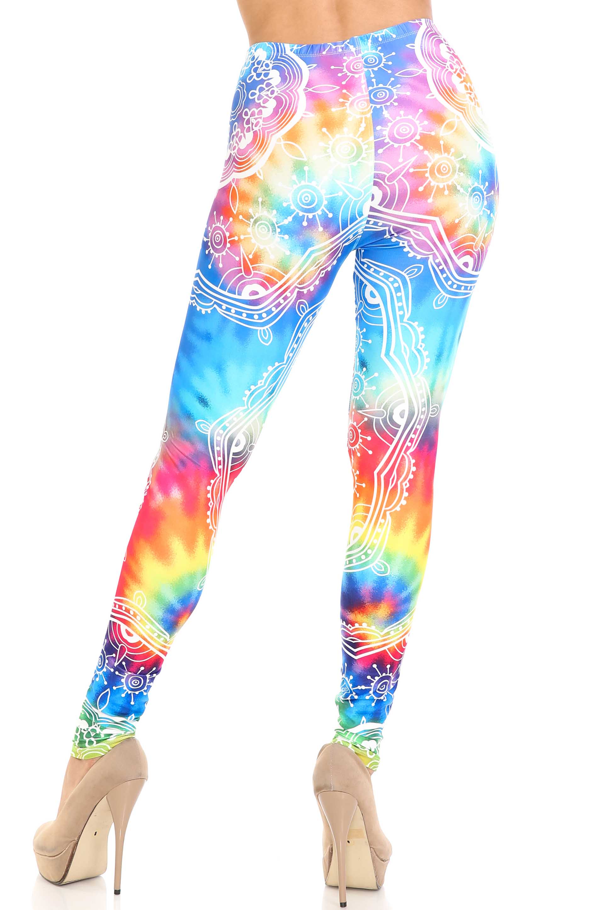 Creamy Soft California Tie Dye Leggings - By USA Fashion (One Size Regular,Multi Color Bold)