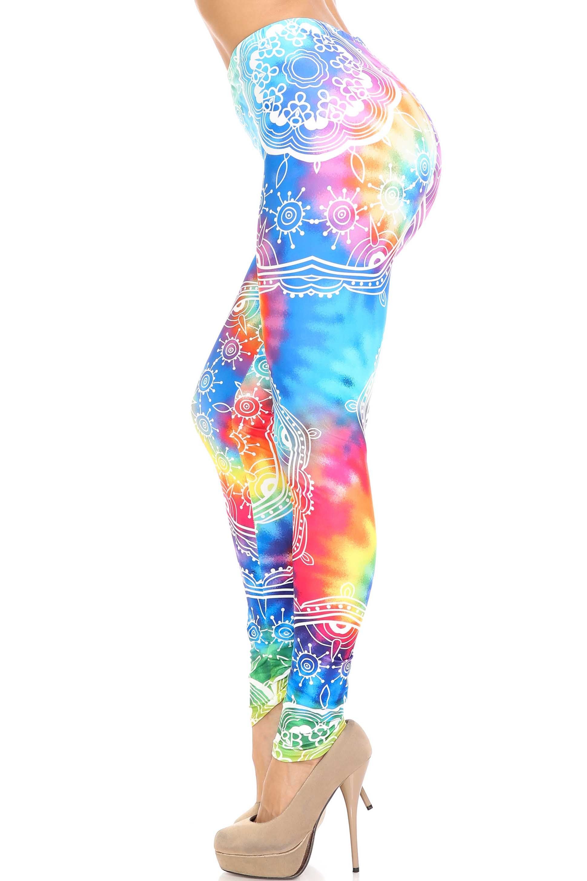 Creamy Soft California Tie Dye Leggings - By USA Fashion (One Size Regular,Multi Color Bold)